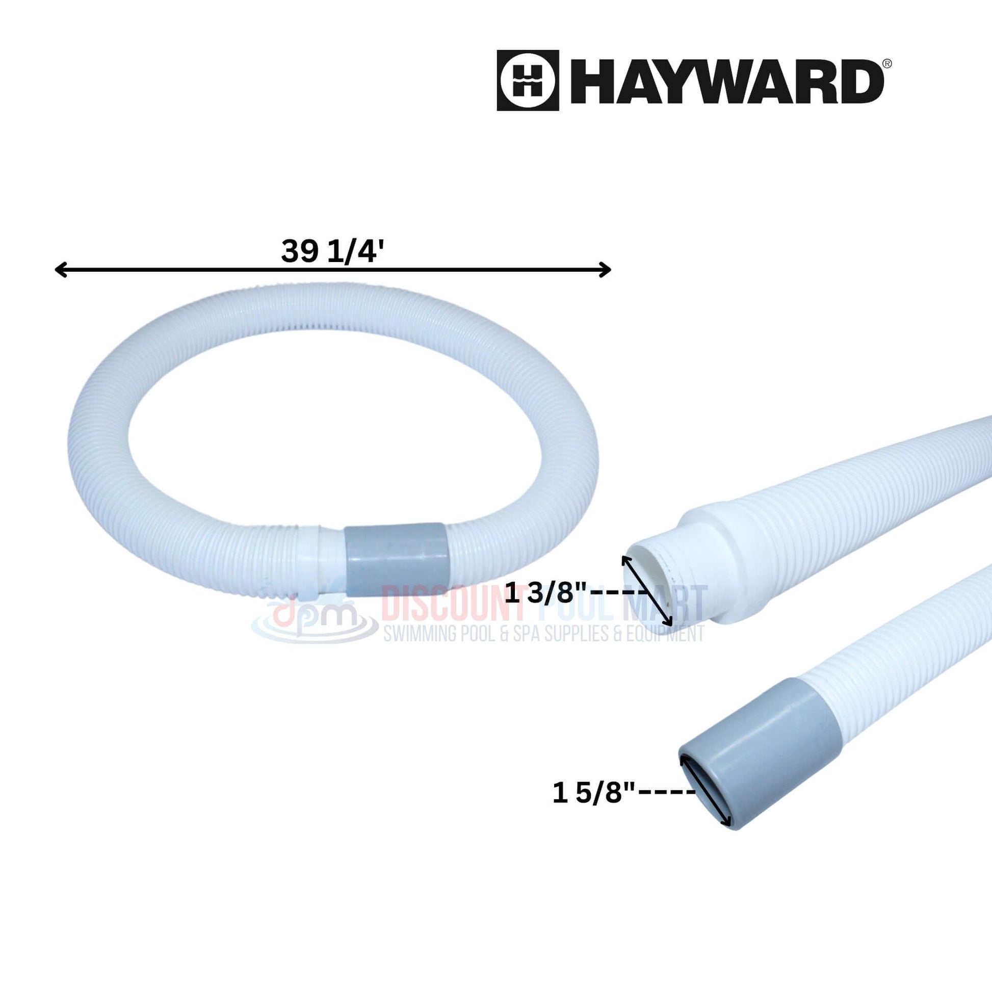 Hayward pool cleaner hoses, 39 1/4' length, 1 3/8" & 1 5/8" diameters, available at Discount Pool Mart DPM.