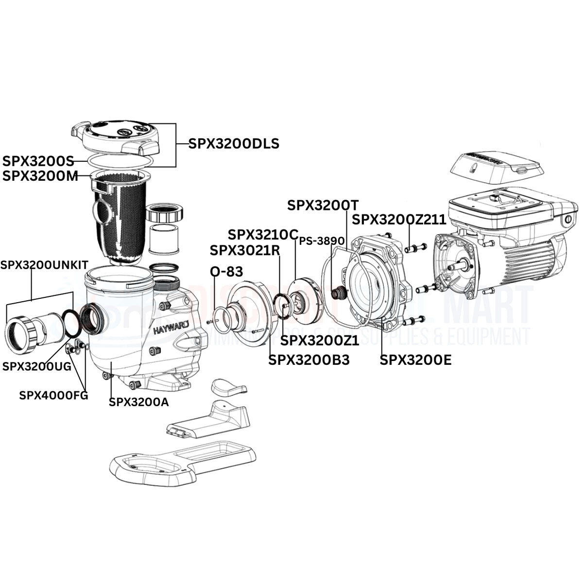 Hayward TriStar VS Variable Speed Pump Replacement Parts Diagram
