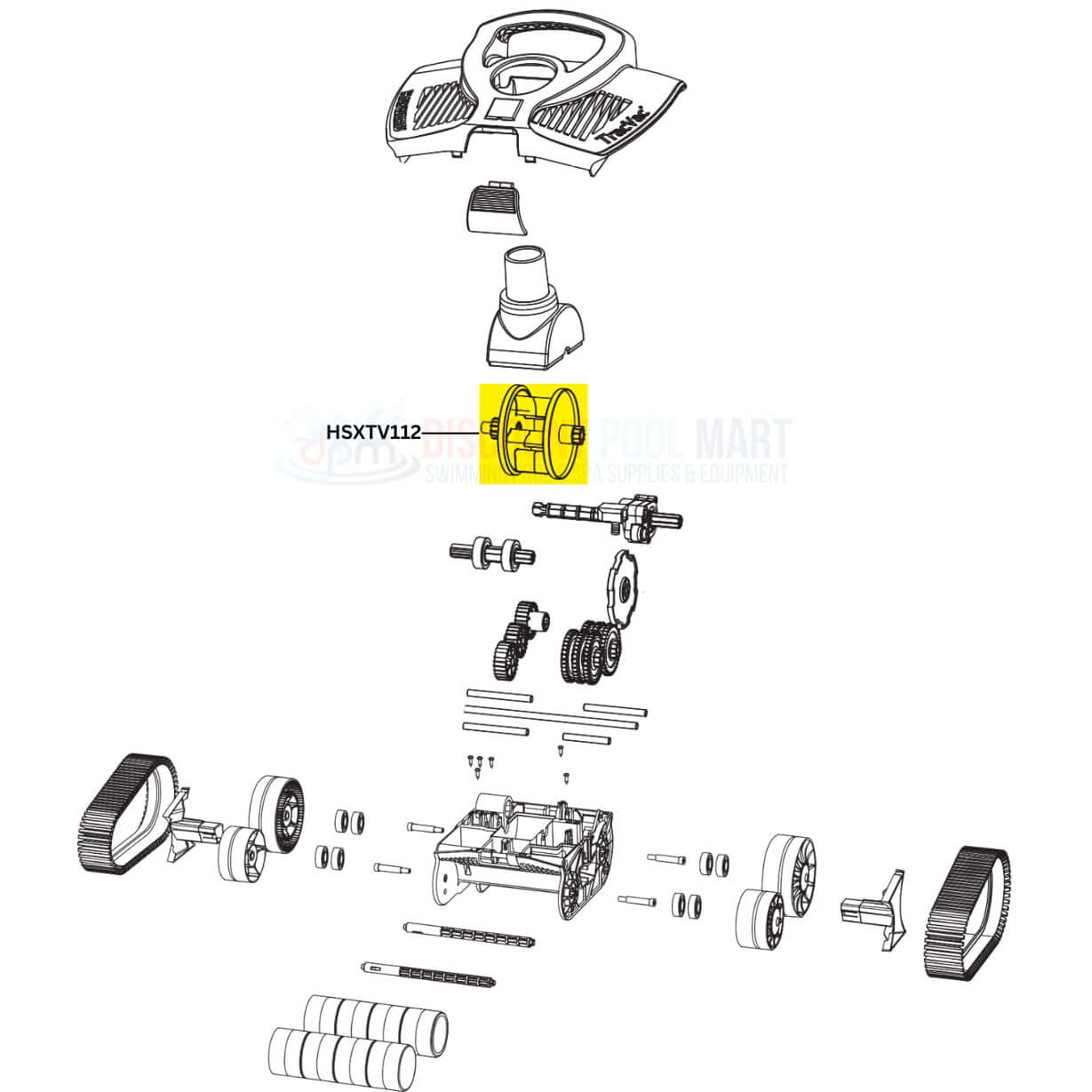 Exploded view of Hayward Turbine Kit HSXTV112 for TracVac cleaners at Discount Pool Mart DPM.