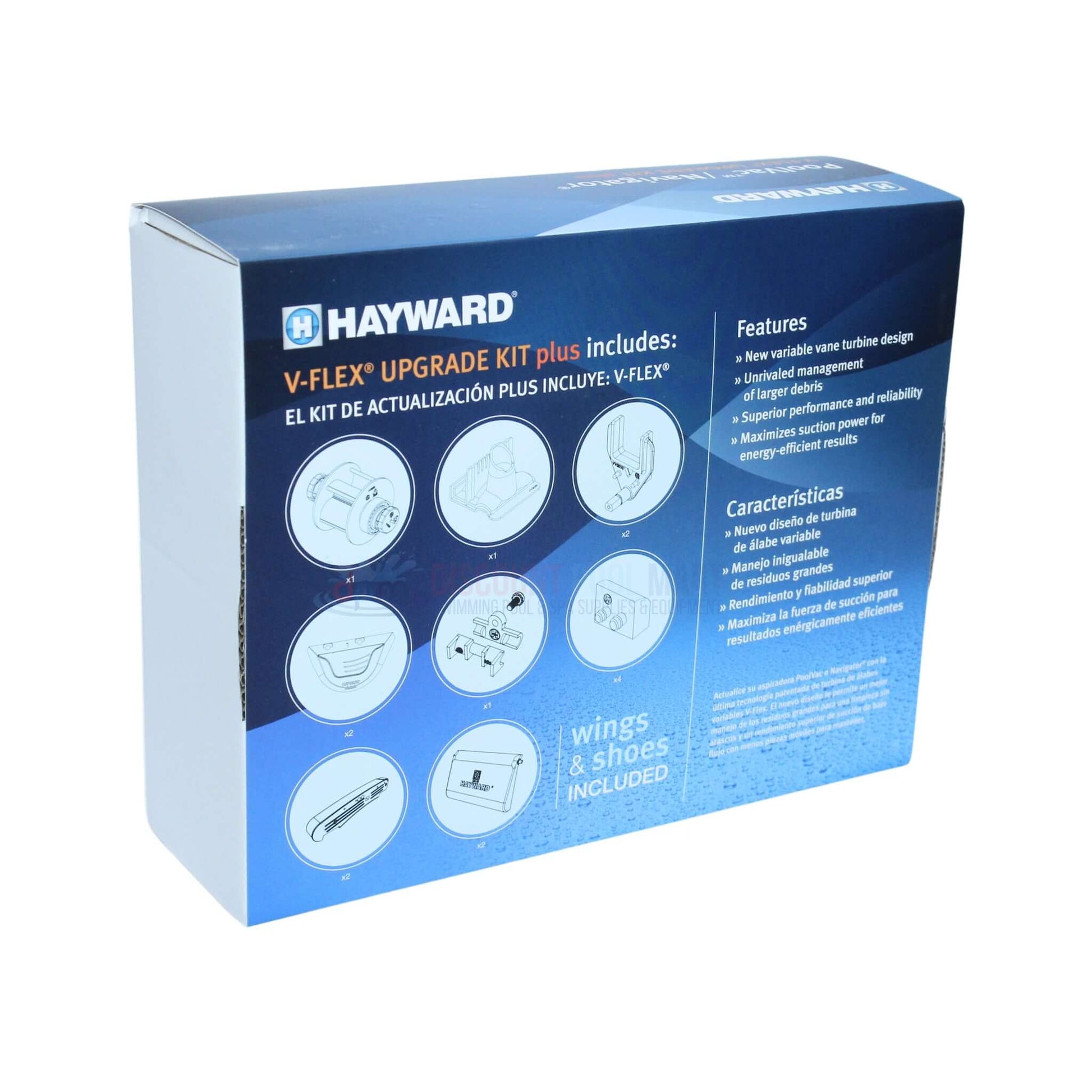 Hayward V-Flex Upgrade Kit Plus packaging, includes features for Navigator & PoolVac, available at Discount Pool Mart DPM.