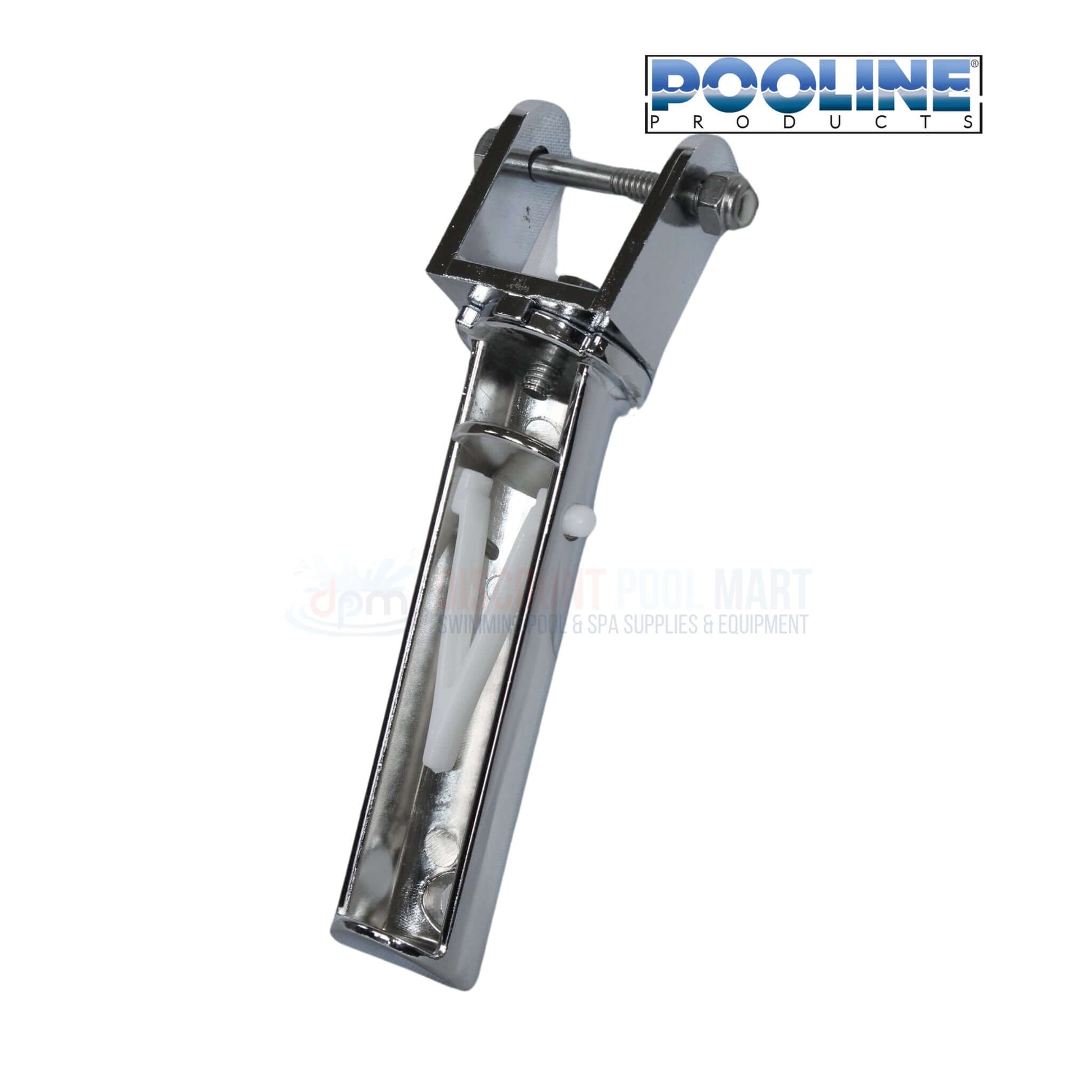 Heavy-duty metal handle for Pooline 11051H vacuum head at Discount Pool Mart DPM, featuring swivel mechanism and ball-bearing wheels.