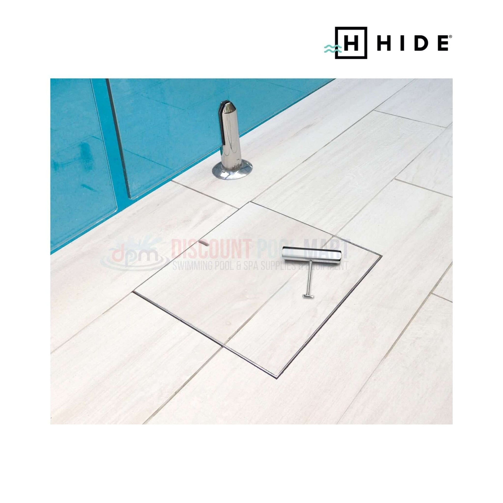 Hide skimmer cover lid replacement installed in a pool with a sleek design from Discount Pool Mart DPM.