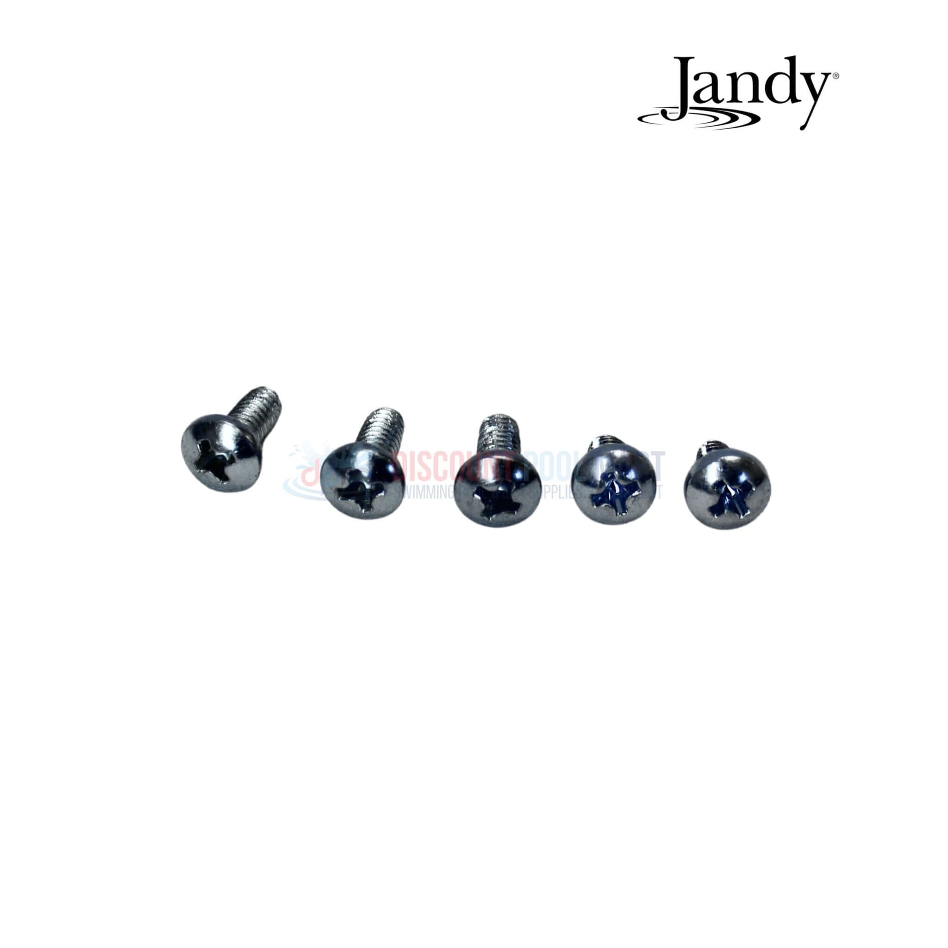 Jandy hardware screws set for pool equipment, including 5 chrome screws, ideal for maintaining pool supplies from Discount Pool Mart.