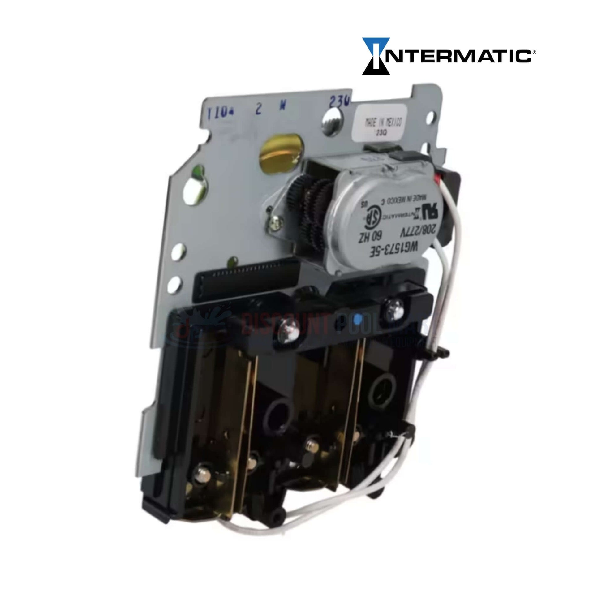 Intermatic T104M mechanical time switch mechanism from Discount Pool Mart DPM, suitable for heavy-duty 24-hour use.