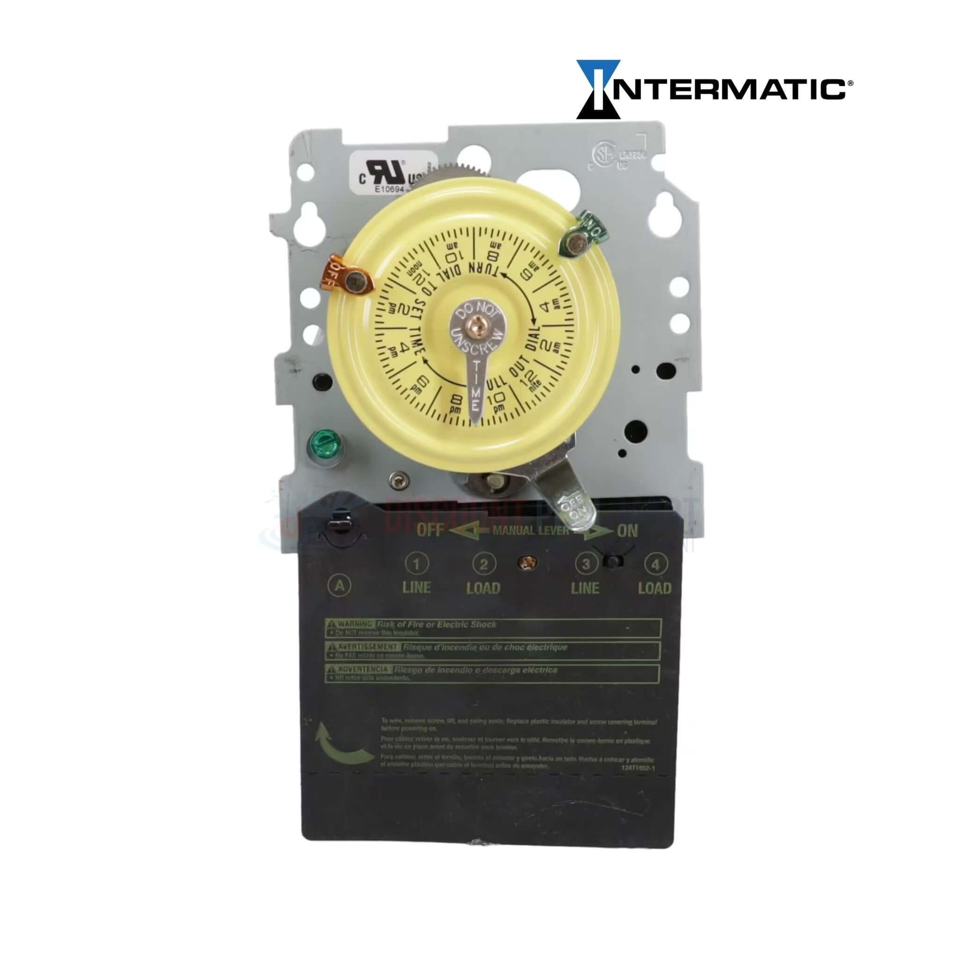 Intermatic T104M mechanical time switch mechanism from Discount Pool Mart DPM, ideal for pool and spa applications, 40 amp capacity.