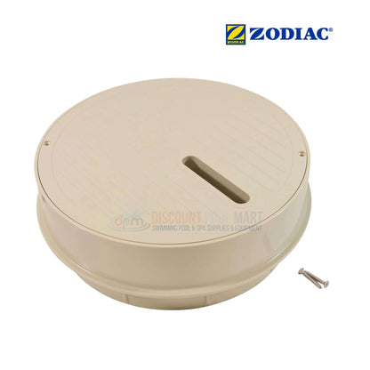 JLPBBL | Jandy Pebble Laminar Jet Lid & Collar beige assembly from DPM, showcasing top view with slot and hardware.