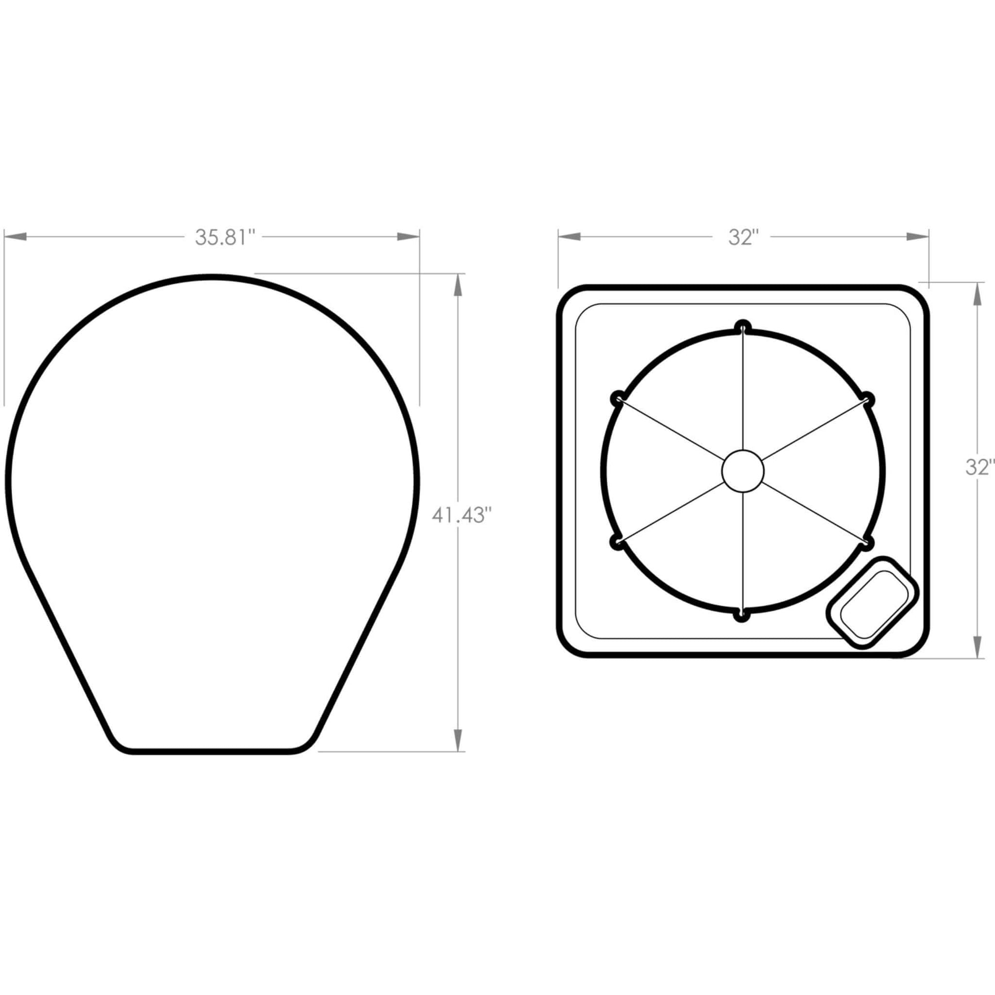 Technical drawing of Jandy VersaTemp JRT3000R dimensions; heat/chill pump design, showing outline and measurements.