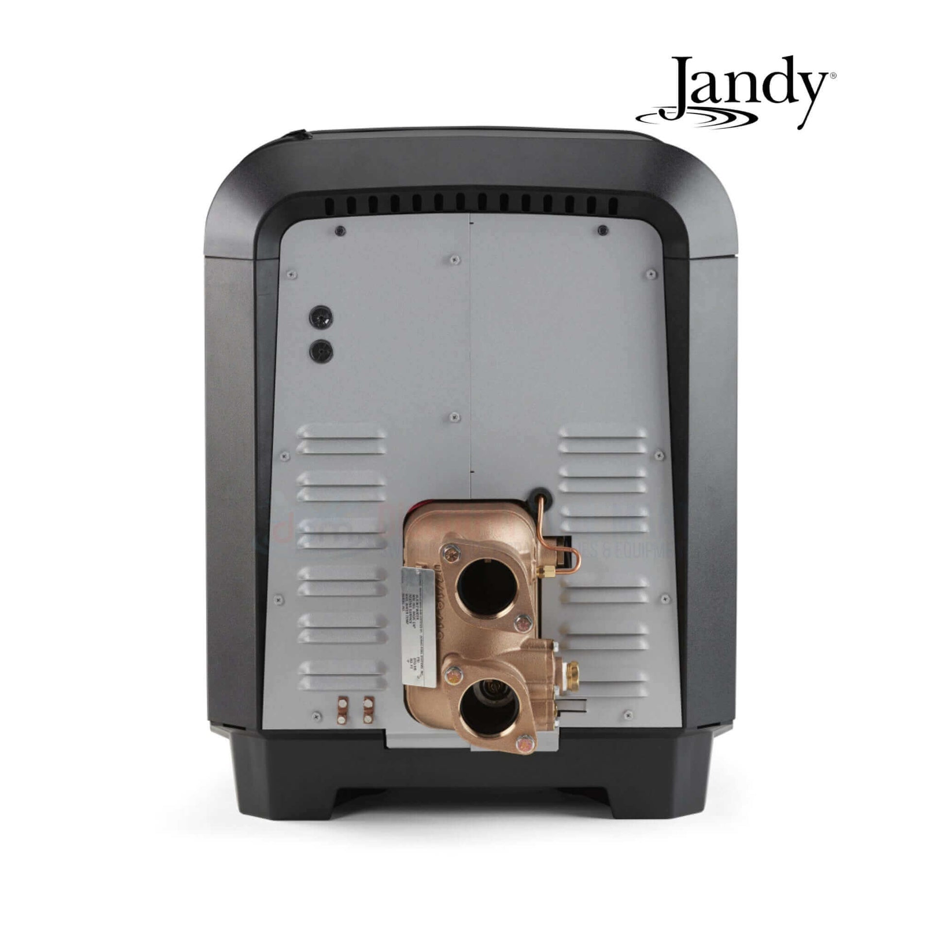 Jandy JXi 400 BTU Pool & Spa Heater back view with ASME certification, model JXI400NC, available at Discount Pool Mart DPM.