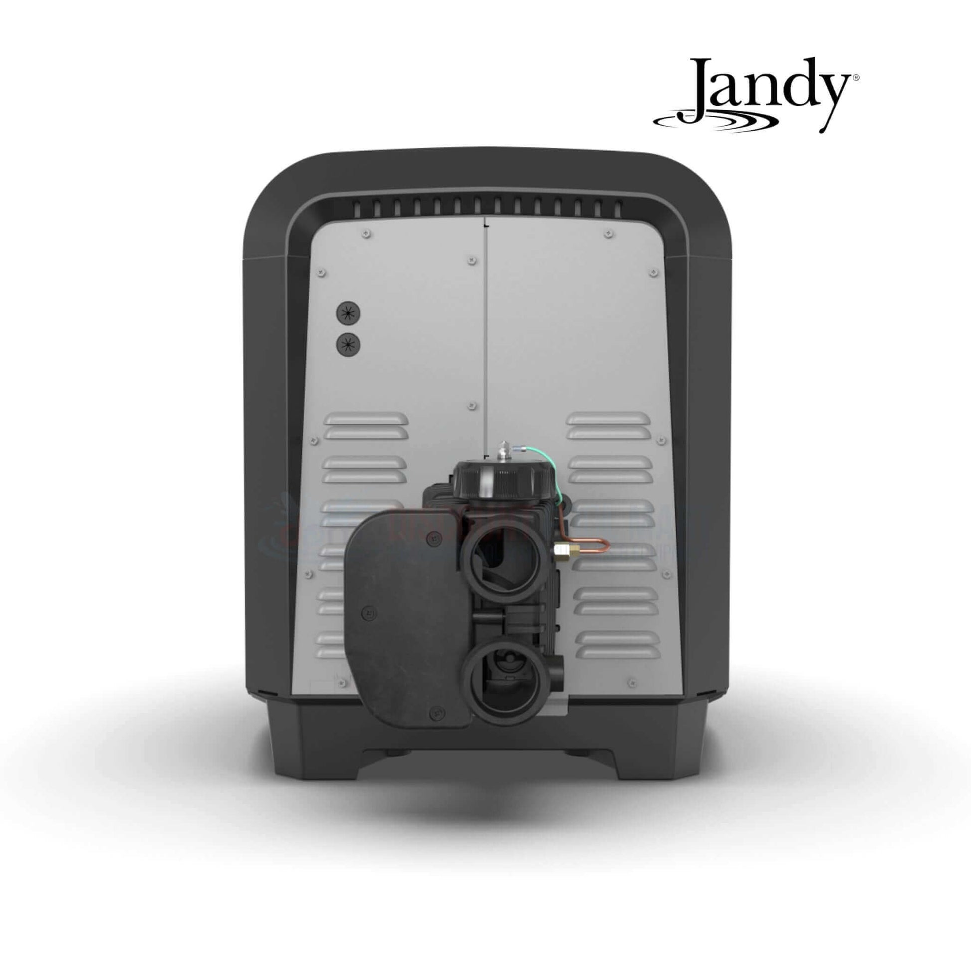 Jandy JXiQ Natural Gas Pool Heater back view, 399,000 BTUs, Copper HX, VersaFlo technology, SKU JXIQ400NK, Discount Pool Mart DPM
