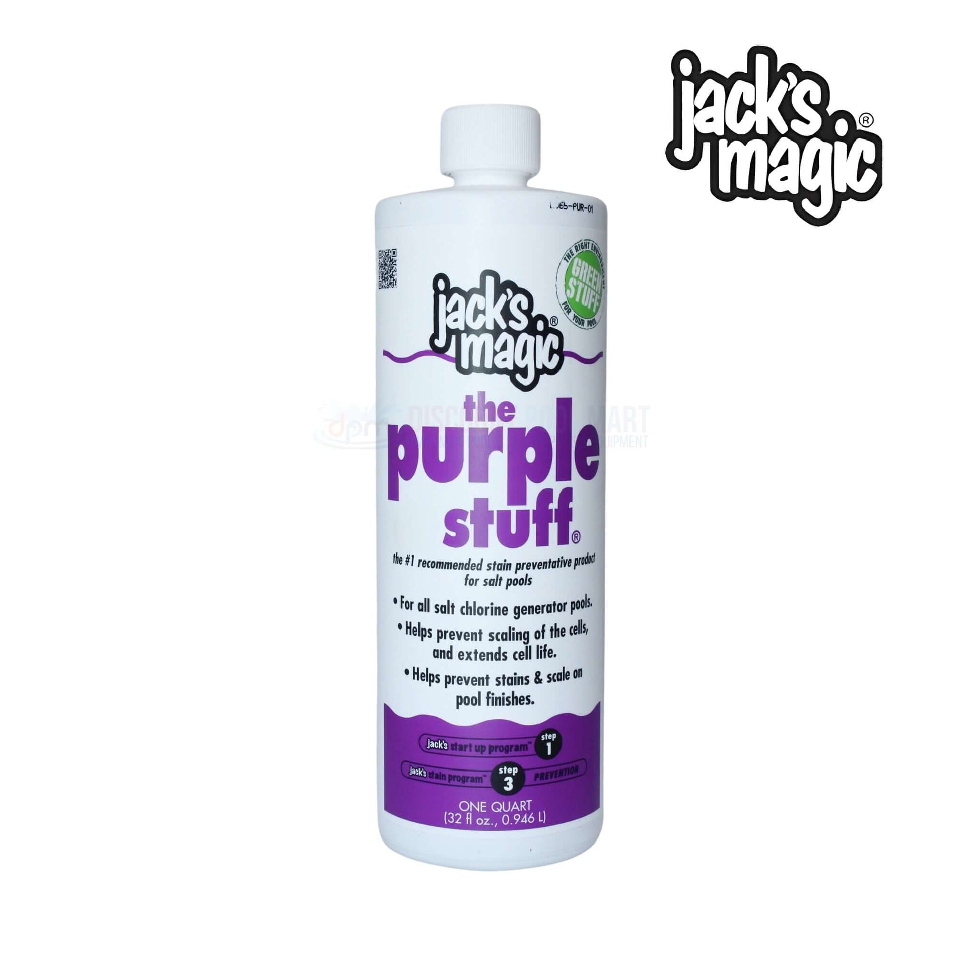 Jack's Magic The Purple Stuff 32 oz, salt solution for pool stain prevention, available at Discount Pool Mart DPM.