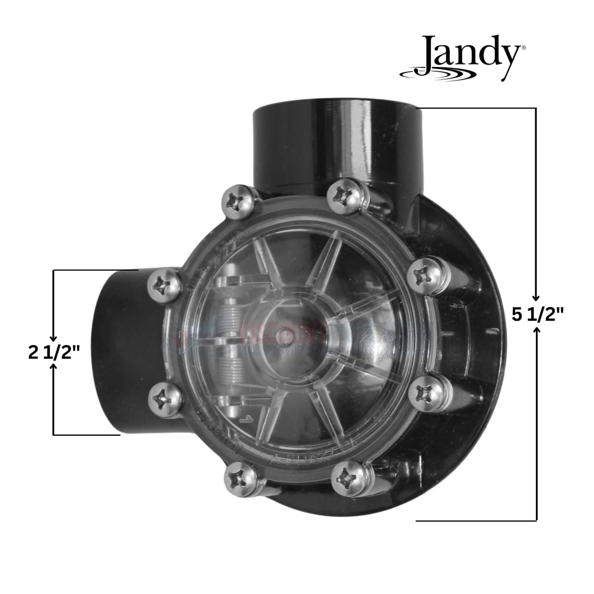 Jandy 90 Degree Check Valve 7512, 2" – 2.5" compatible, from Discount Pool Mart DPM with clear lid for inspection.
