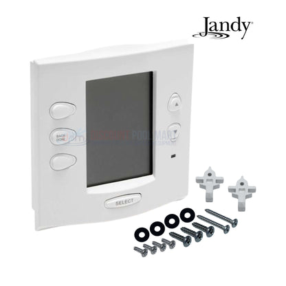 Jandy AquaLink RS OneTouch Indoor Control Panel in white with screws, designed for pool and spa management. Discount Pool Mart DPM.