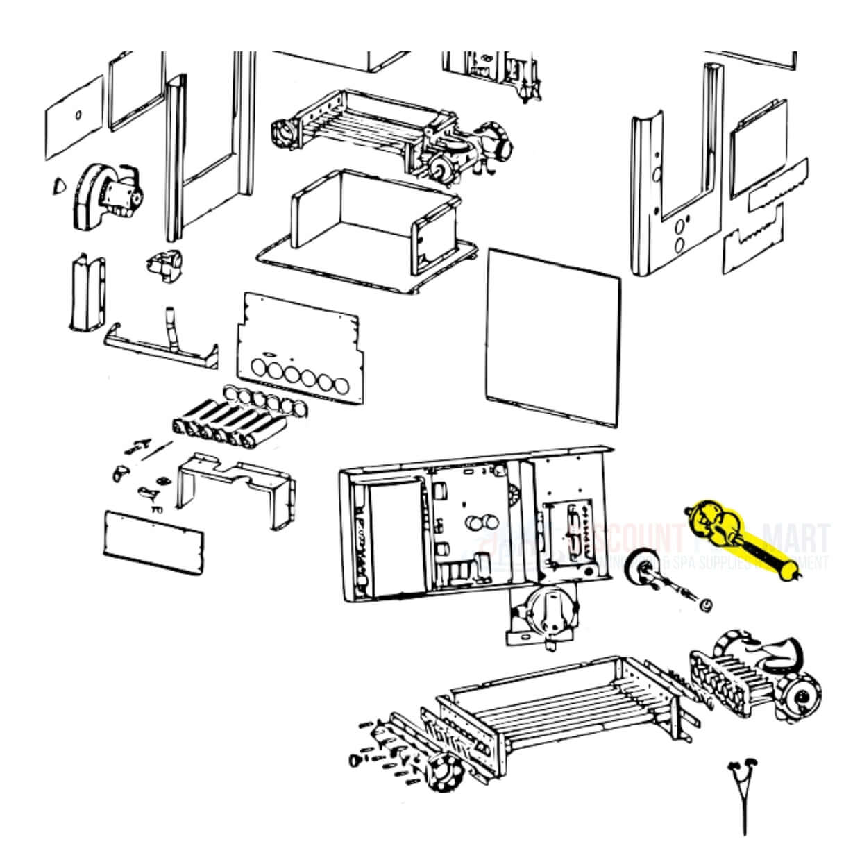 Assembly diagram of Jandy R0453700 Bypass Assembly, essential for LXi heaters, available at Discount Pool Mart DPM.