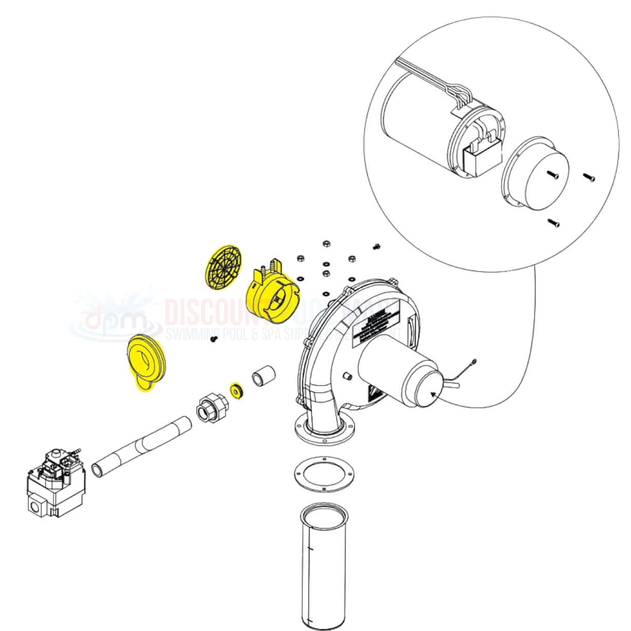 Exploded view of Jandy Gas Orifice Kit R0591608 components for HXi 400 heaters from Discount Pool Mart DPM.