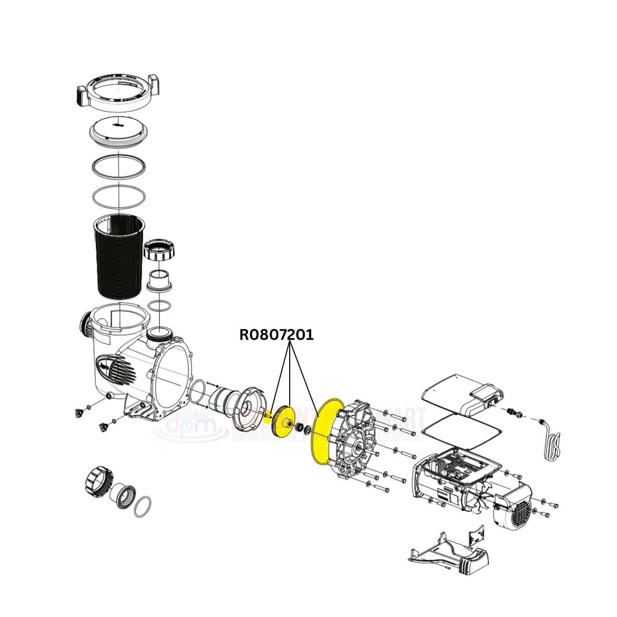 Jandy Impeller diagram R0807201 for ePump PlusHP Stealth pumps from Discount Pool Mart DPM, showcasing parts and assembly.