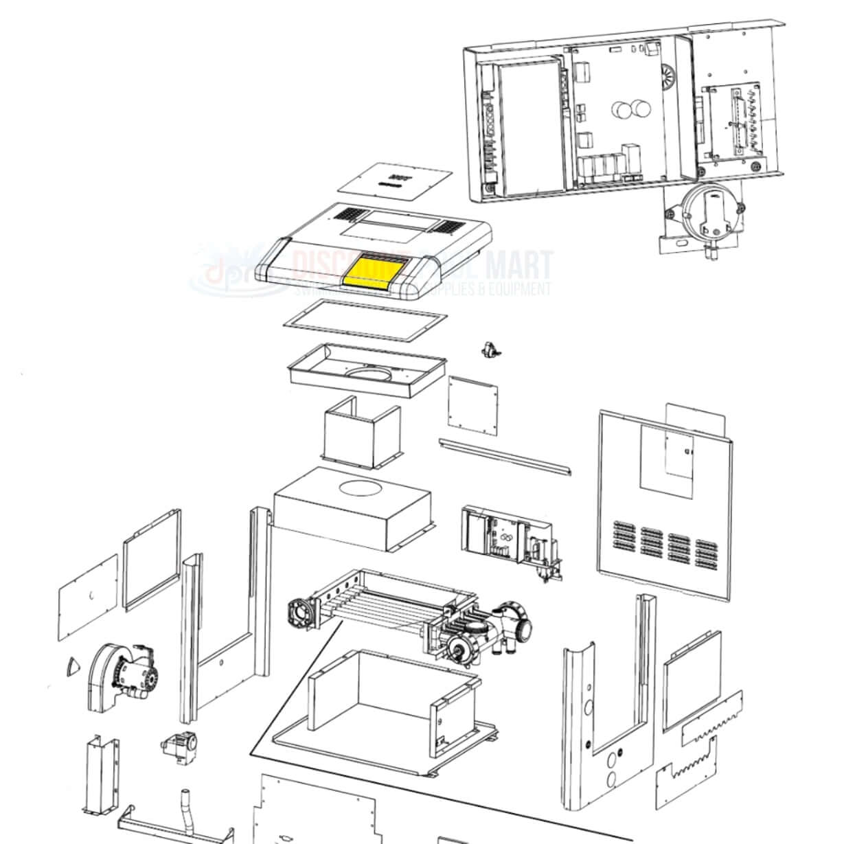 Exploded view diagram of Jandy R0458400 Interface and Bezel Display Cover from Discount Pool Mart DPM.