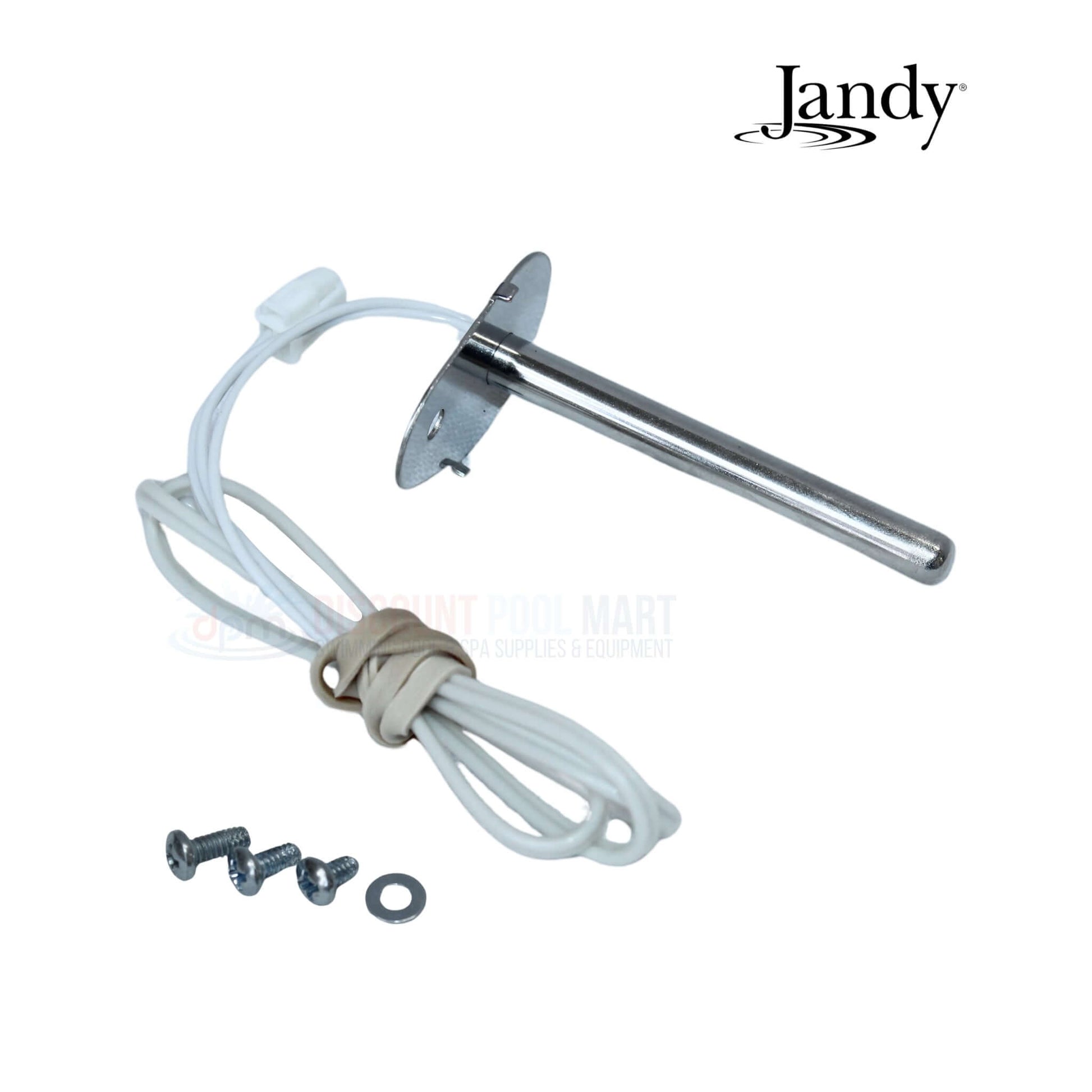 Jandy JXiQ Heater Flue Sensor Kit R0719402 with thermistor and screws, essential part for pool heater safety at Discount Pool Mart.
