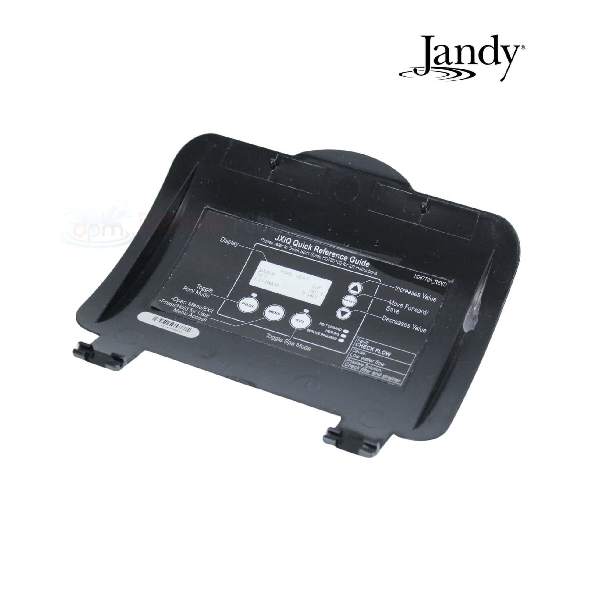 Jandy JXiQ Heater User Interface Lid Kit R0989200, black plastic cover with control panel for pool supplies from Discount Pool Mart.