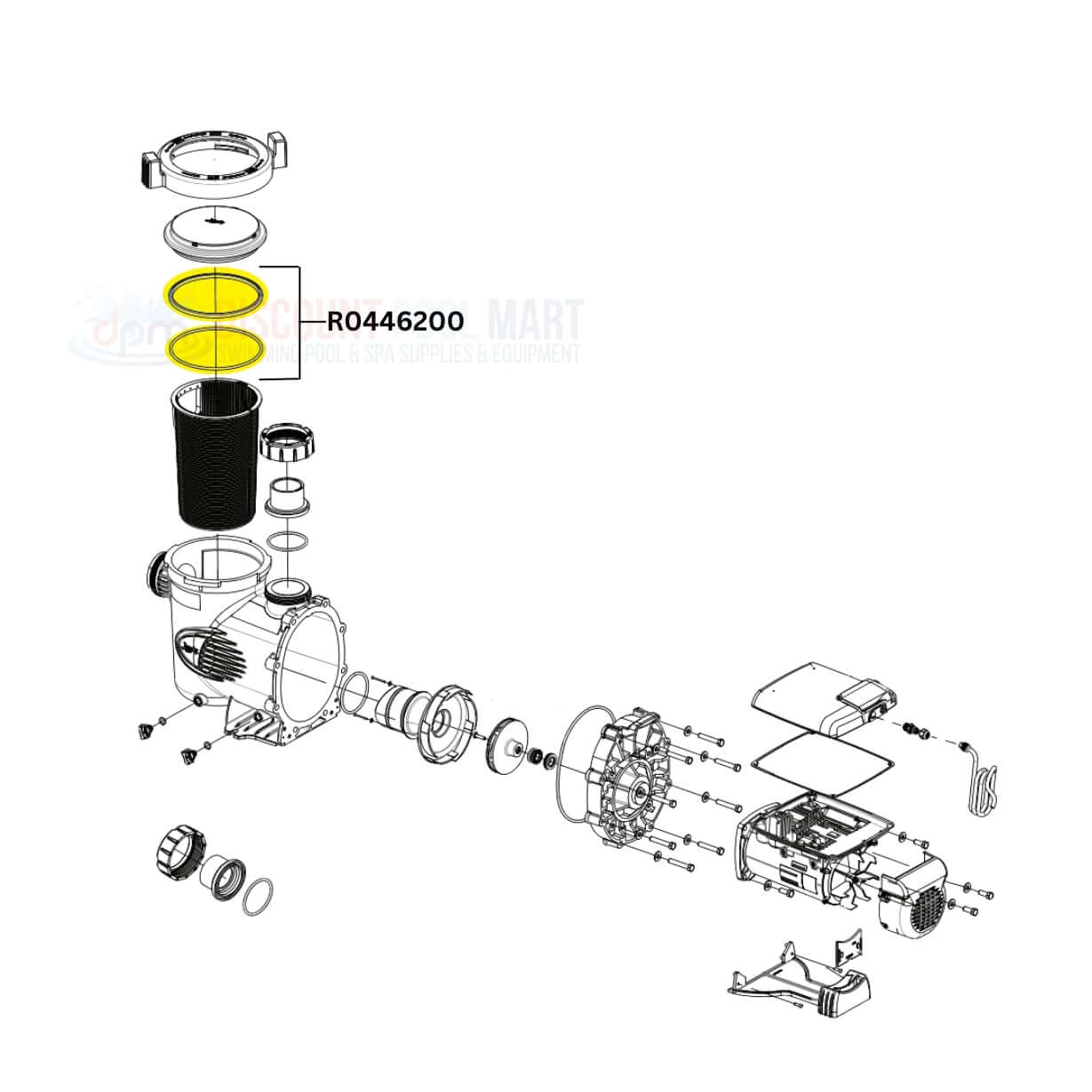 Jandy Lid O-Ring R0446200 diagram for ePump and Stealth Pumps at Discount Pool Mart DPM.