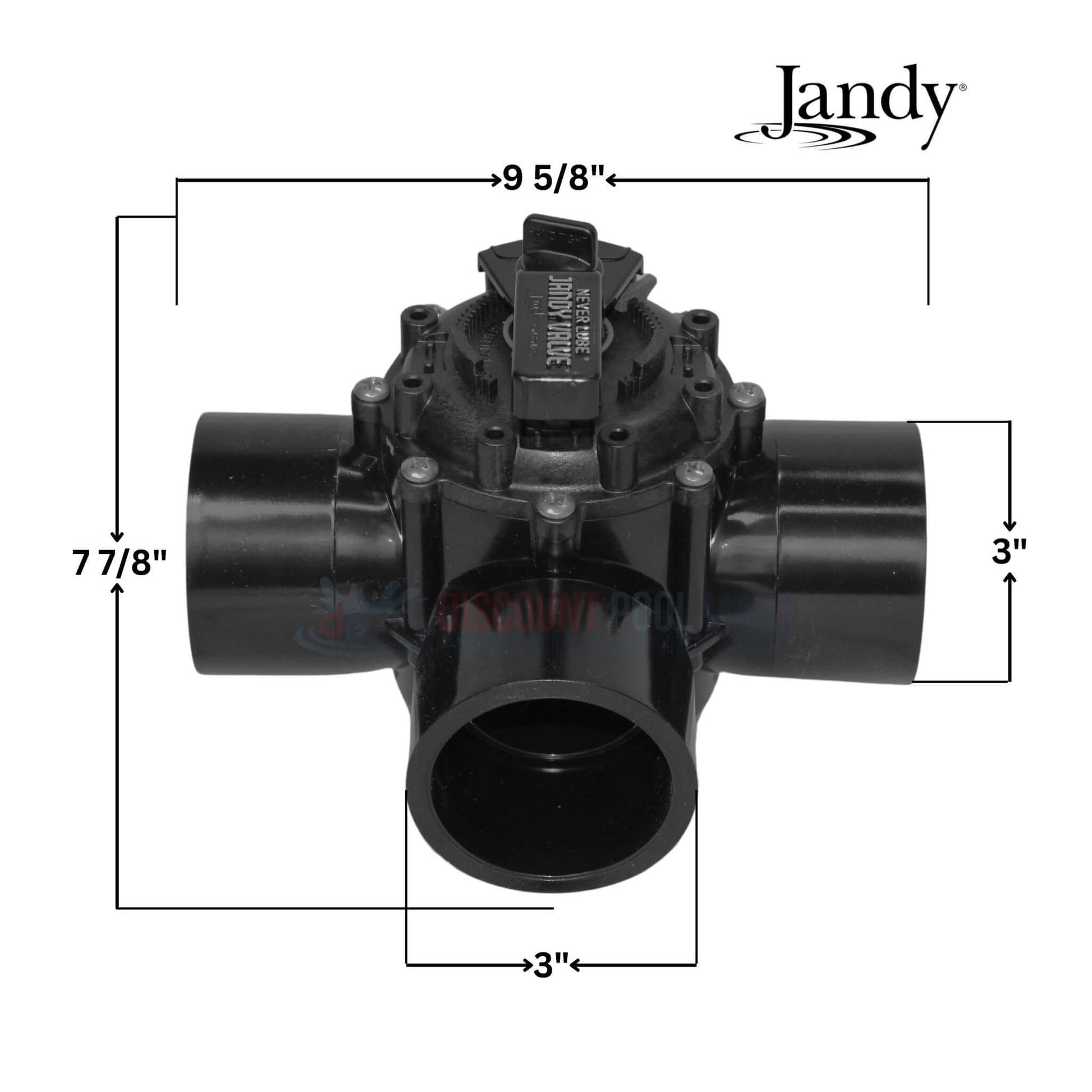 Jandy Neverlube 3 Port Diverter Valve 4719 with dimensions 9 5/8", durable CPVC material from Discount Pool Mart DPM.