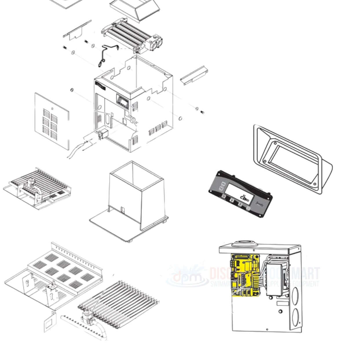 Exploded view of Jandy Power Control Board R0366800 compatible with Lite2 LJ heaters at Discount Pool Mart DPM.