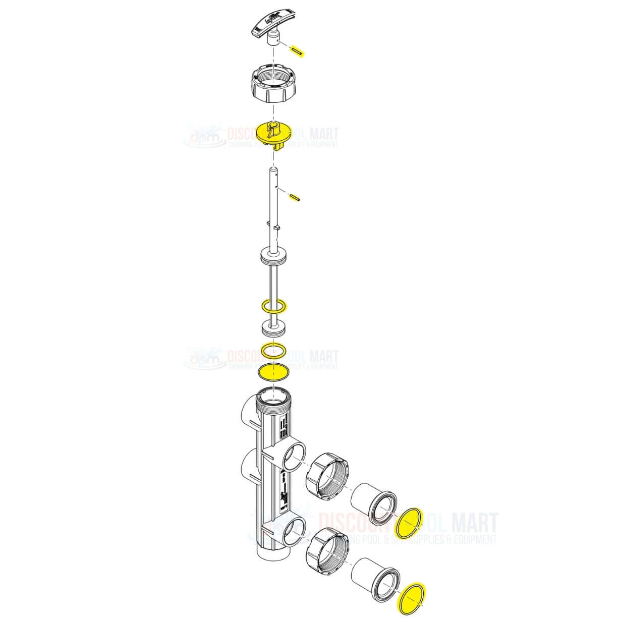 Jandy R0442100 Slide Valve Rebuild Kit components diagram at Discount Pool Mart DPM for valve maintenance.