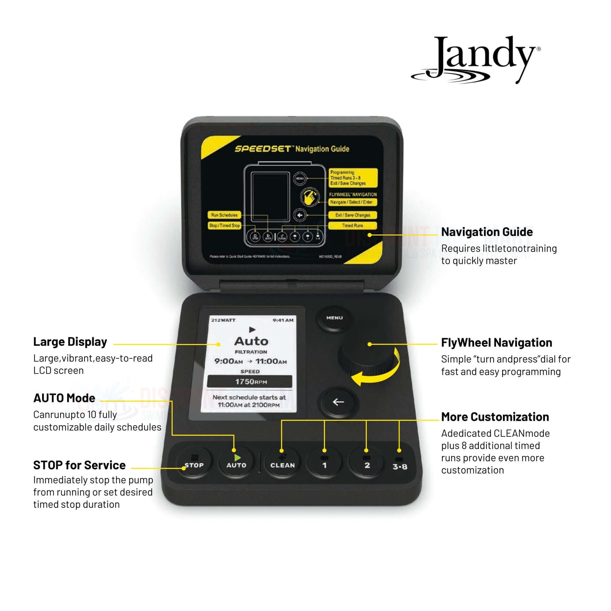 Jandy SPEEDSET Pump Controller with FlyWheel Navigation and large display for easy programming - Discount Pool Mart - DPM