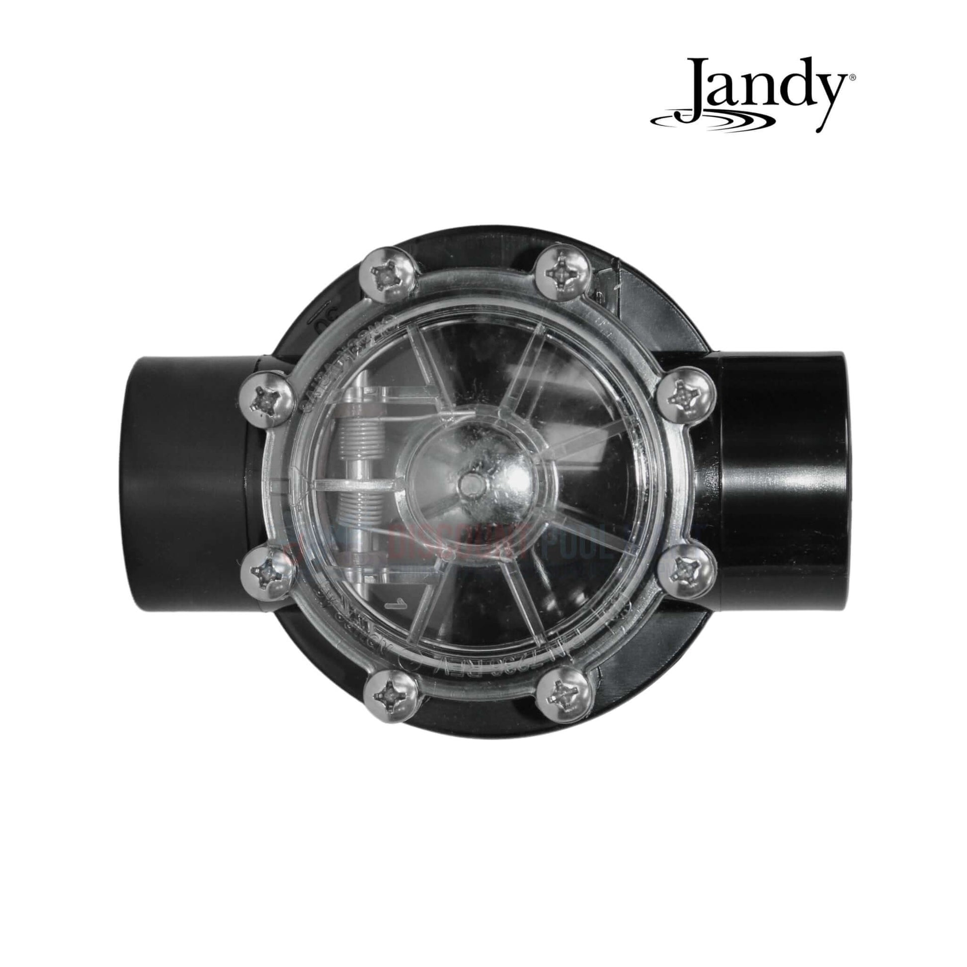 Jandy Swing Straight Check Valve 7307 with clear lid for pool systems - Discount Pool Mart DPM. Durable CPVC construction.