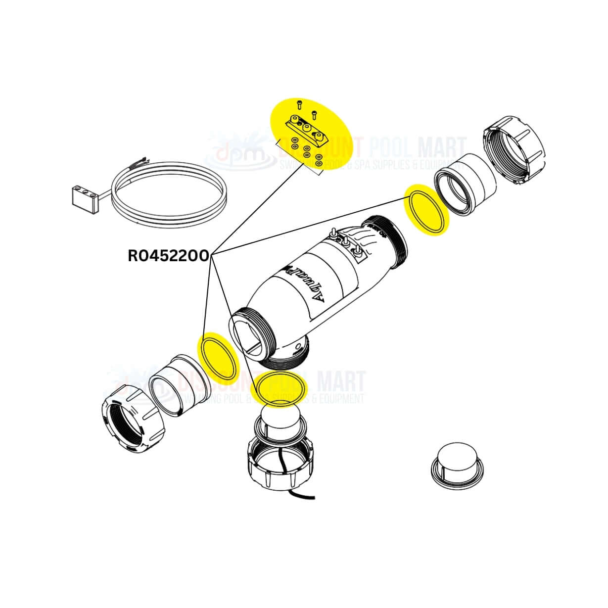Jandy Terminal Adapter Kit and O-Rings R0452200 for AquaPure | Discount Pool Mart DPM | 3 Port Cells