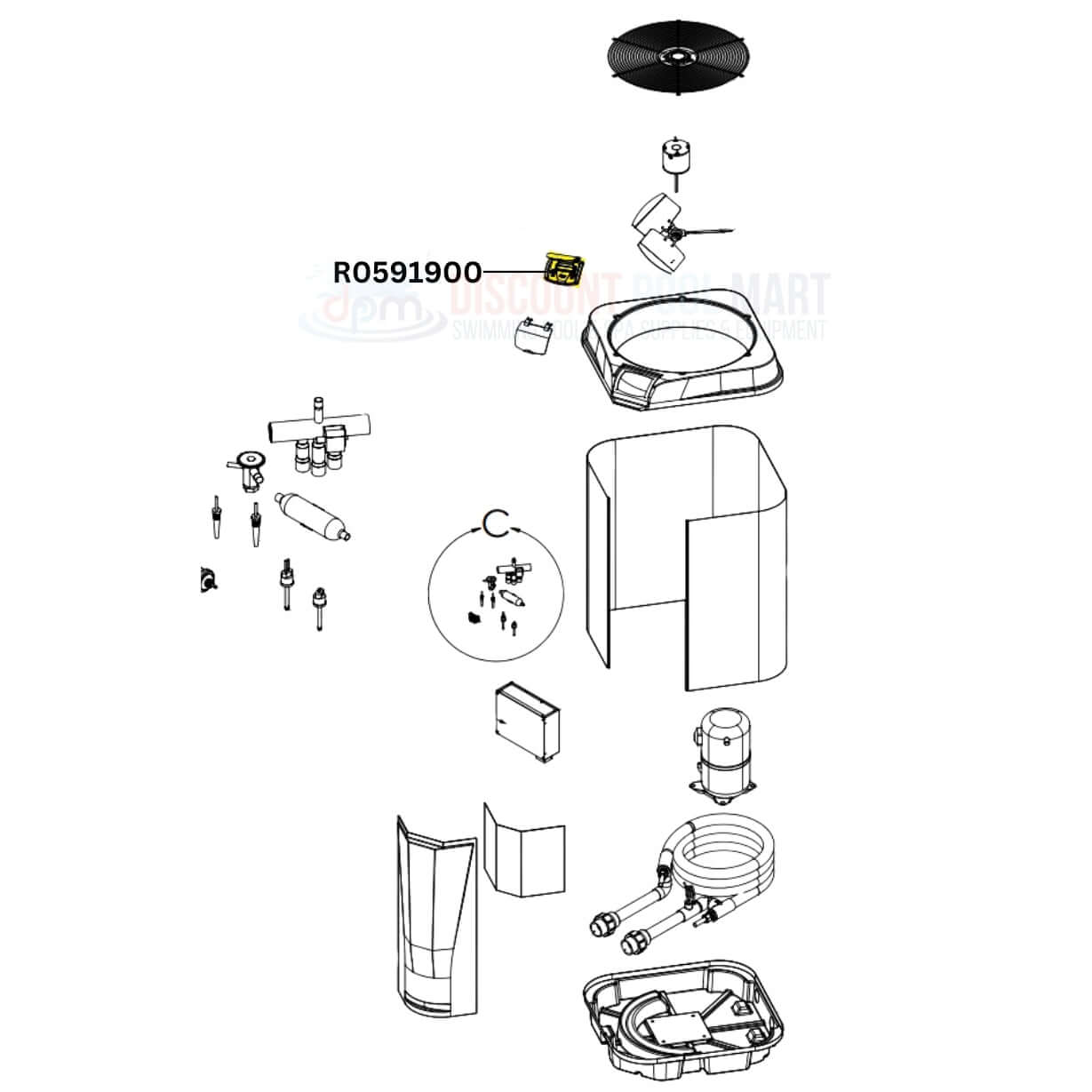 Jandy User Interface Kit R0591900 parts diagram for JXi Heaters and VersaTemp Heat Pumps from Discount Pool Mart DPM.