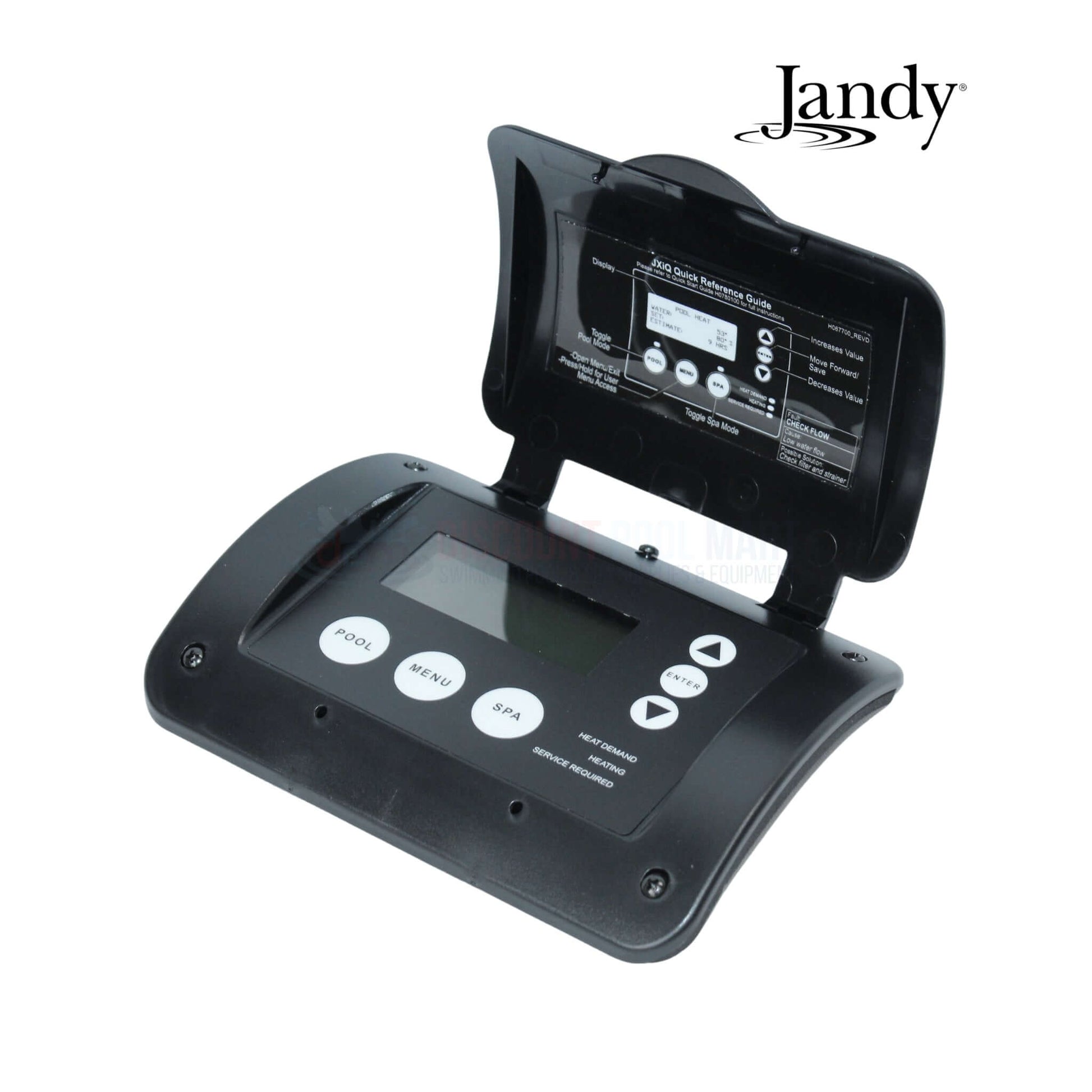 Jandy User Interface Kit for JXiQ Heaters R0988800, black control panel with backlit buttons, pool supplies from Discount Pool Mart.