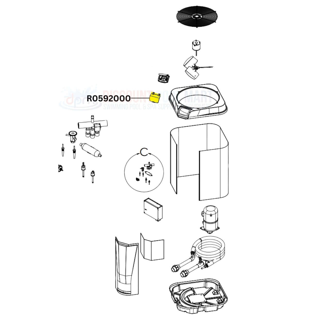 Jandy User Interface Lid Kit R05920000 parts diagram for JXi Heaters & VersaTemp Heat Pumps | Discount Pool Mart DPM