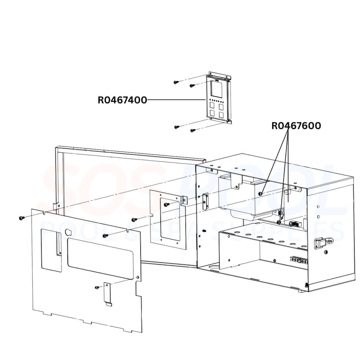 Diagram of Jandy User Interface PCB R0467400 for AquaPure PLC1400 and APUREM systems from Discount Pool Mart DPM.