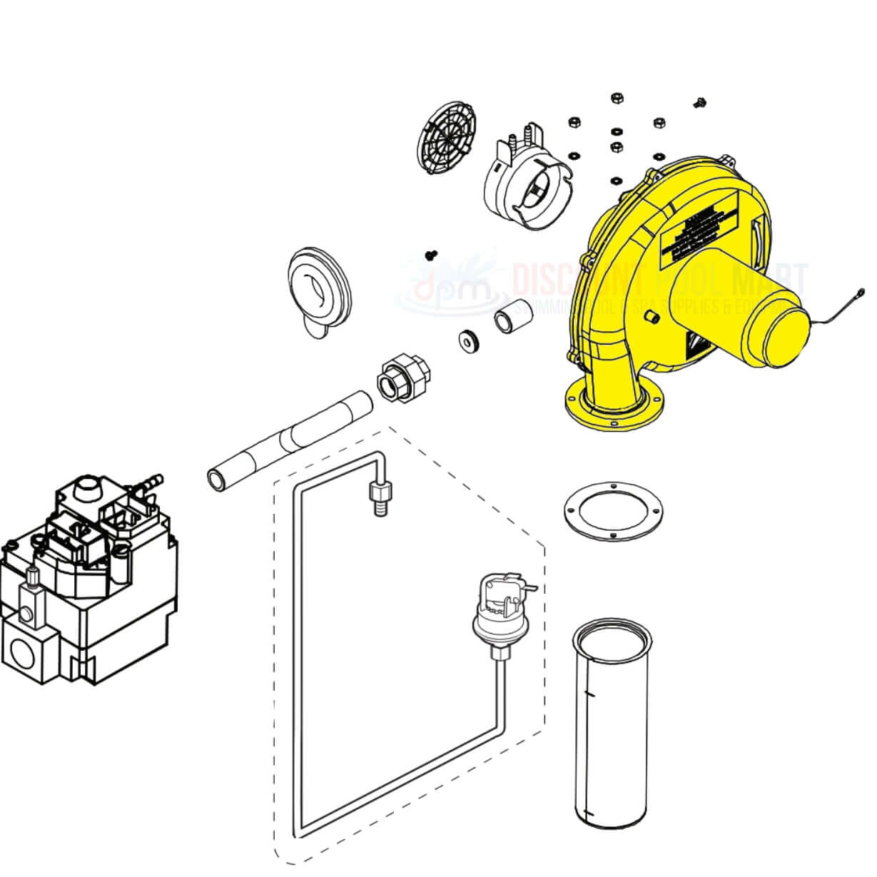 Jandy Blower Assembly Kit R0591100 parts diagram for JXI Heaters from Discount Pool Mart DPM