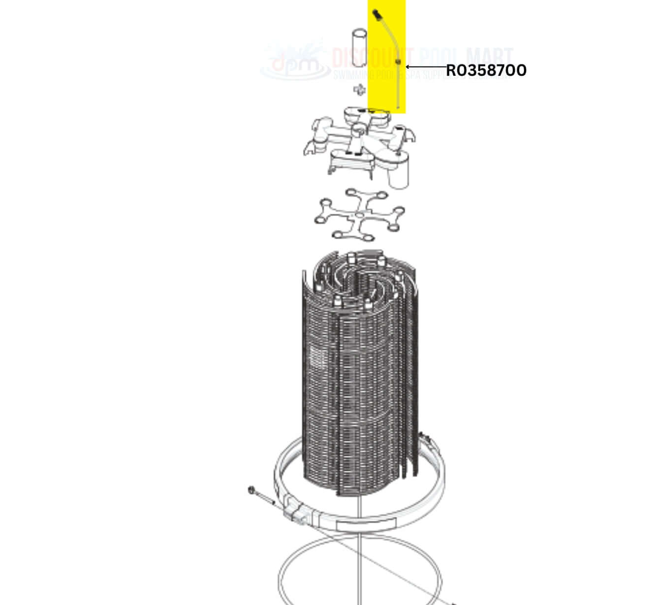 Jandy Breather Tube Assembly R0358700 diagram for pool filter efficiency by Discount Pool Mart DPM.