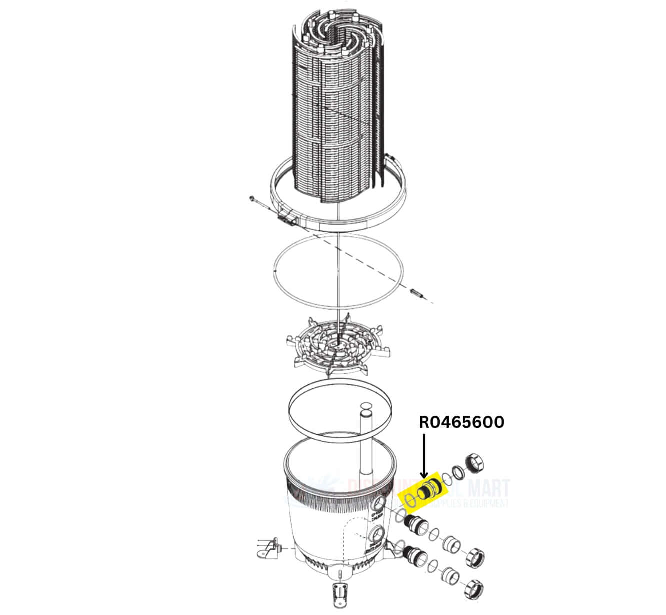 R0465600 | Jandy Bulkhead Assembly With O-Ring For DEV And DEL Filters