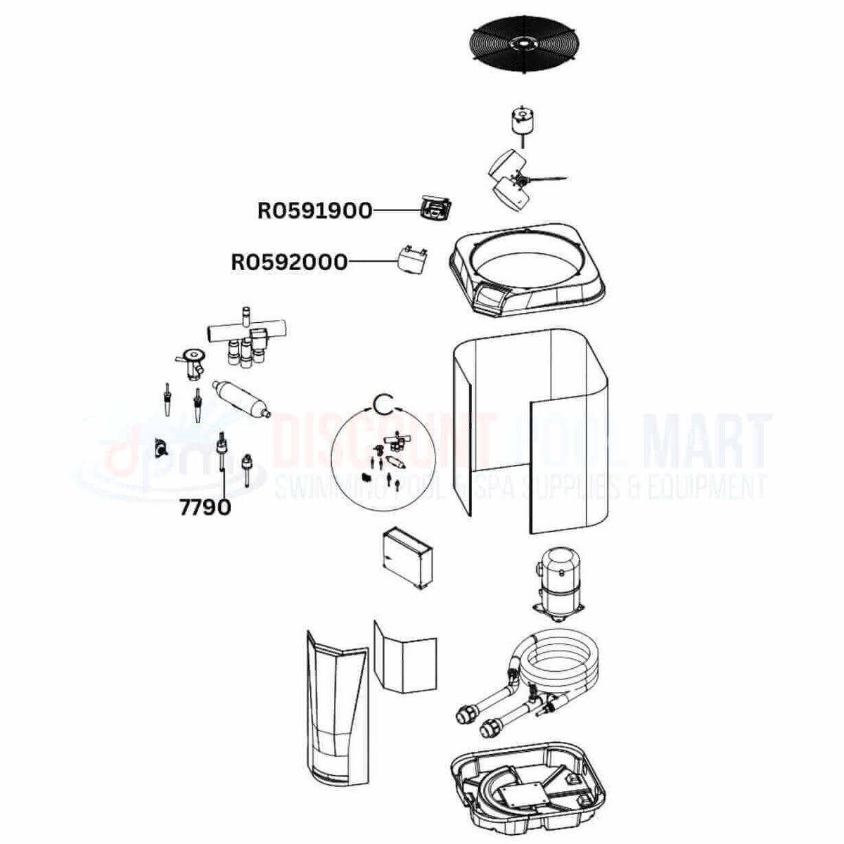 Jandy VersaTemp JRT3000R Heat Pump Replacement Parts Diagram