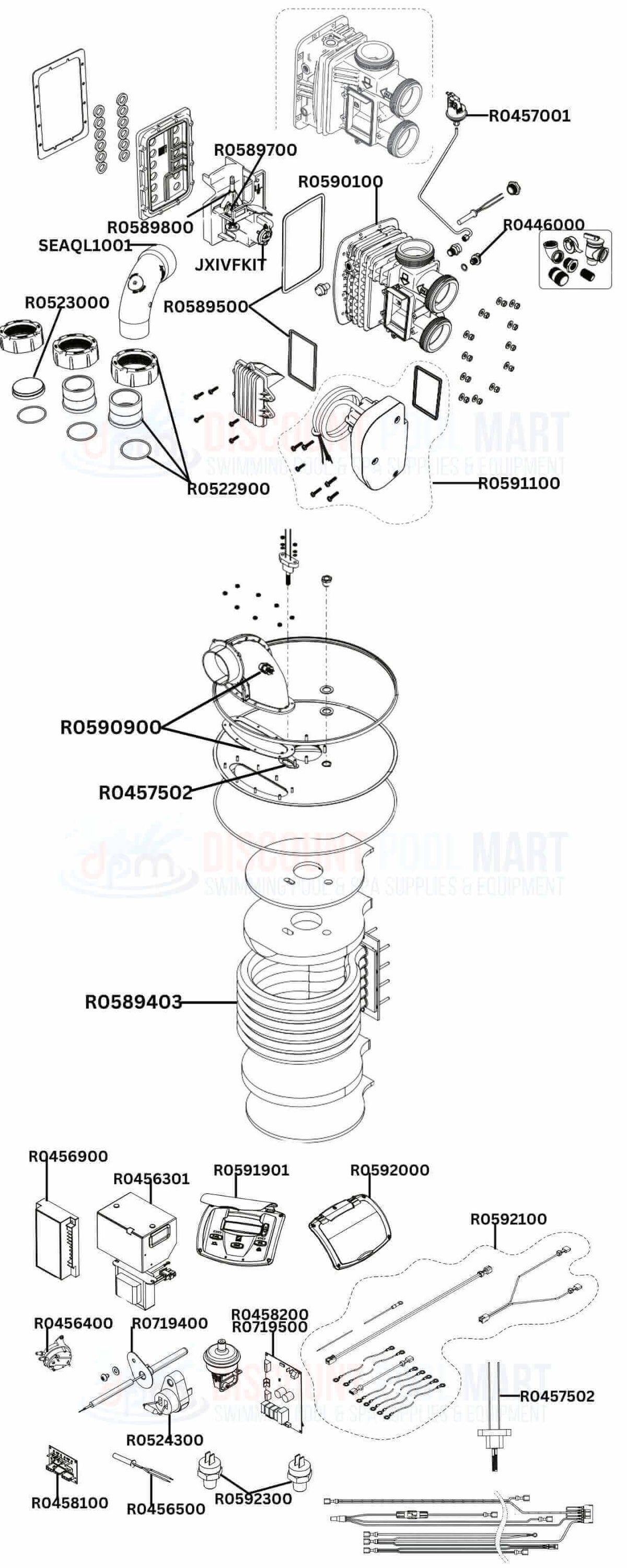 Jandy JXi260N Heater Replacement Parts Diagram