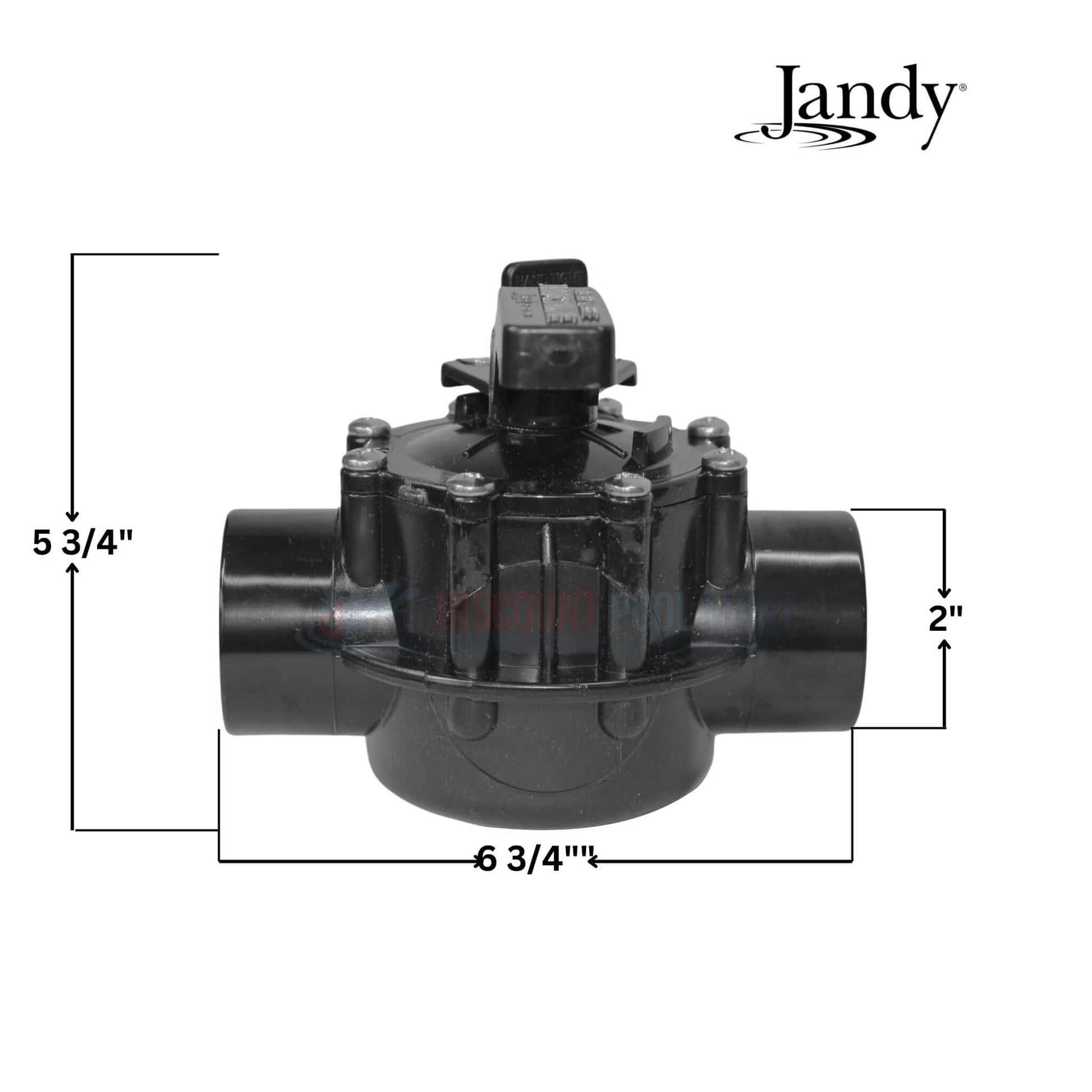 Jandy NeverLube 2-Port Diverter Valve 4724 dimensions; Durable CPVC for pool systems; Discount Pool Mart DPM.