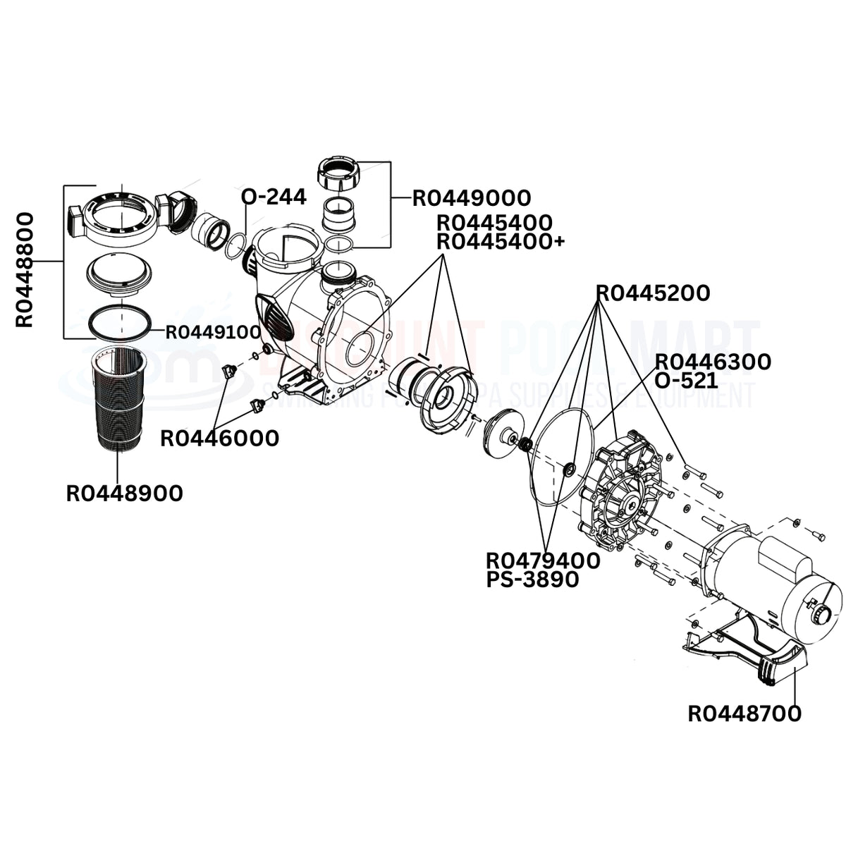 Jandy PlusHP PHPF Single Speed Pump Replacement Parts Diagram
