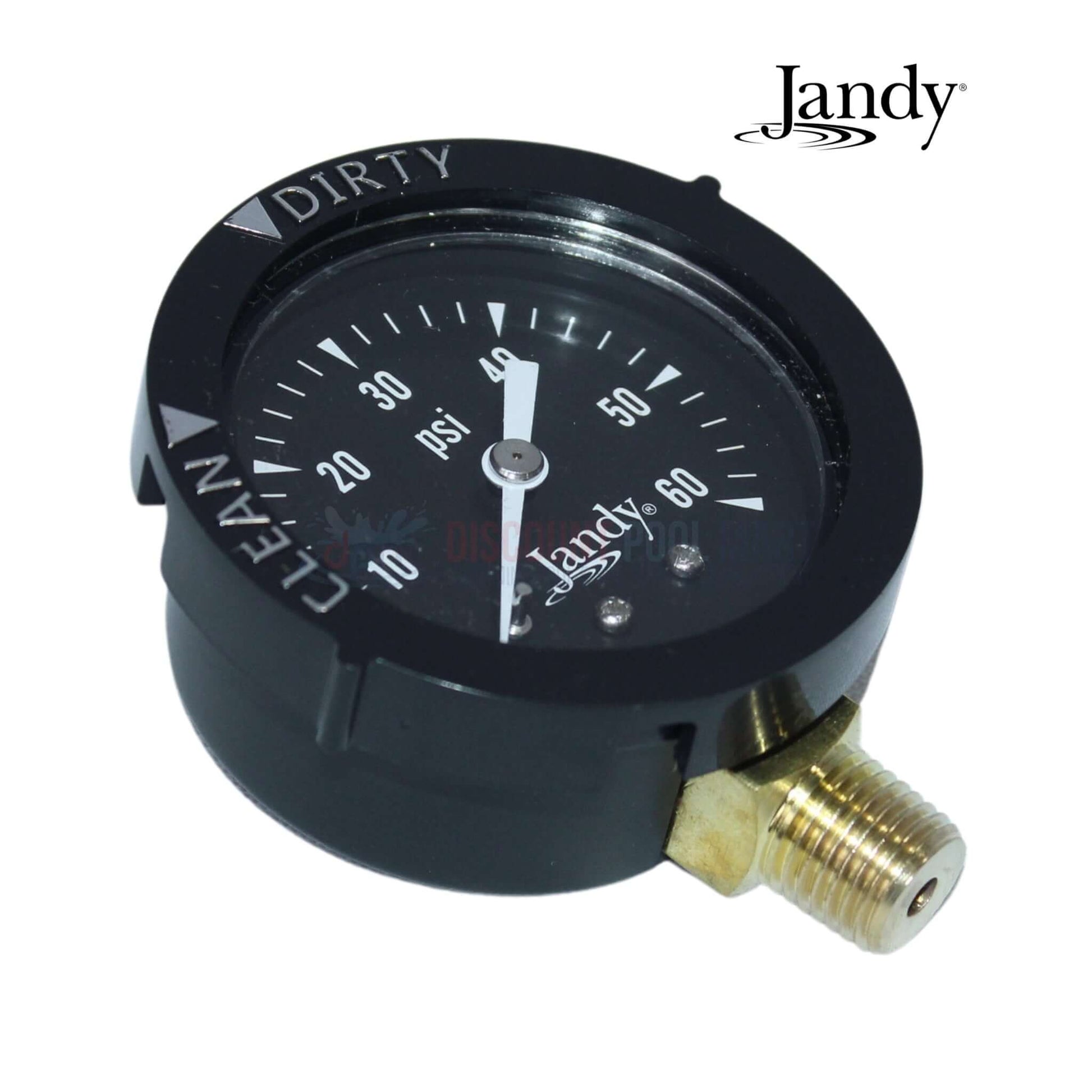 Jandy Pressure Gauge R0556900 for CS and CJ Series Filters, measures 0-60 PSI, available at Discount Pool Mart (DPM).