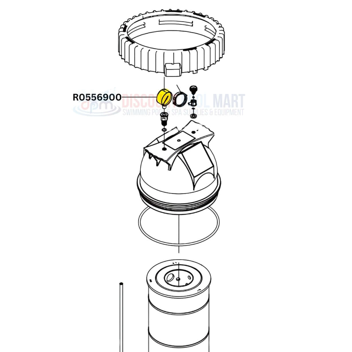 Jandy Pressure Gauge R0556900 exploded view diagram for CS and CJ Series Filters from Discount Pool Mart DPM.