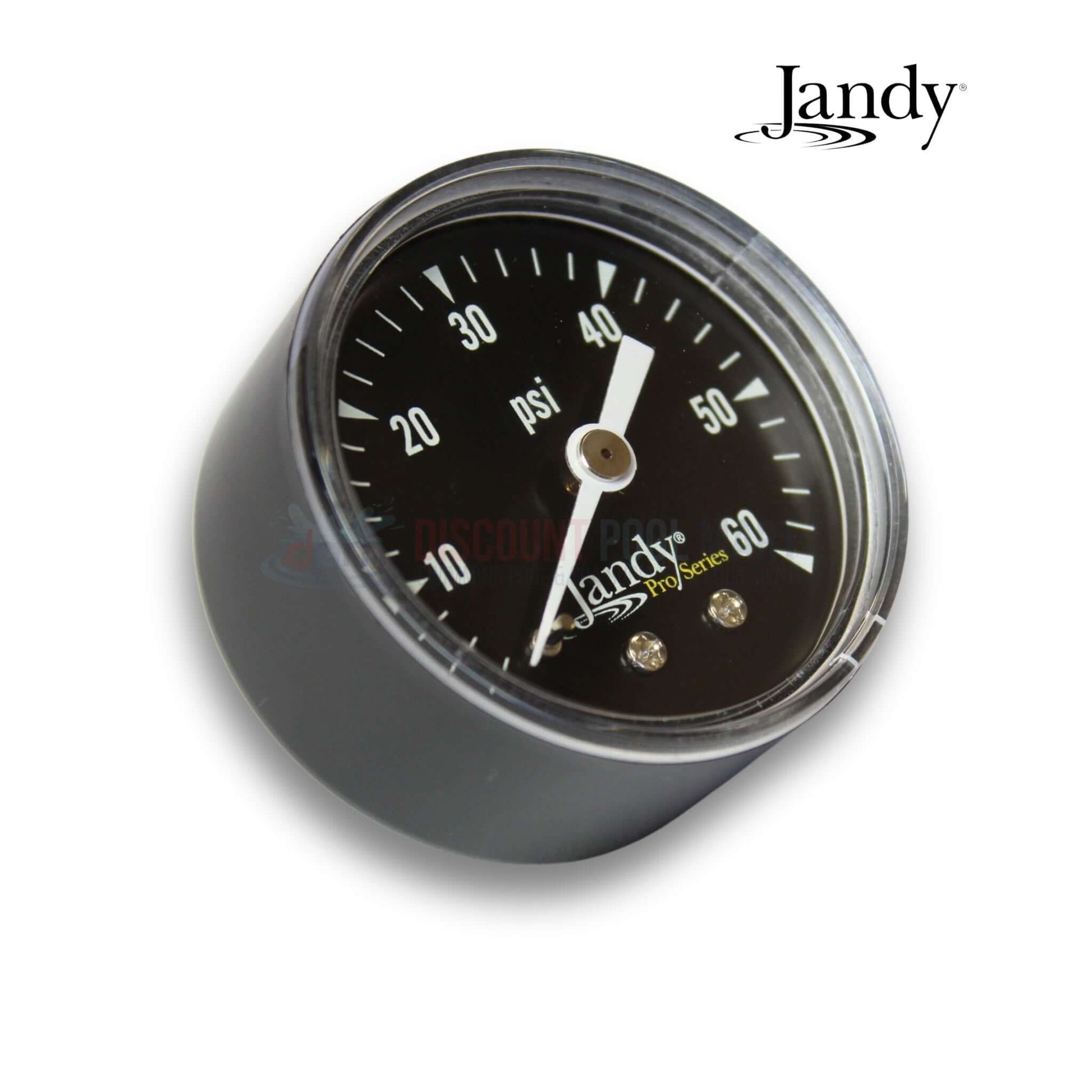 Jandy pressure gauge for DEV/DEL pool filters, 0-60 PSI, from Discount Pool Mart (DPM). Essential pool monitoring tool.