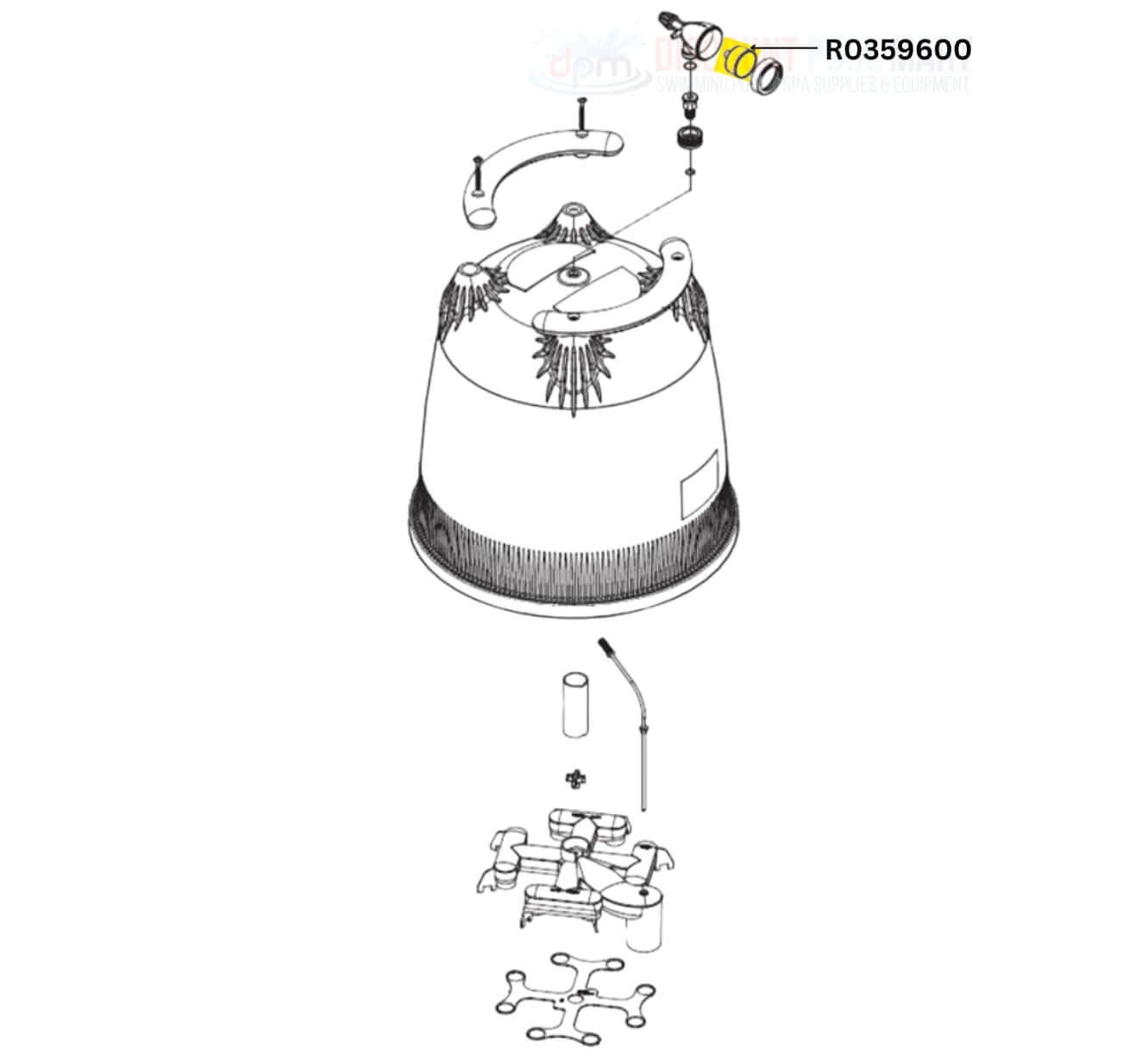 Jandy Pressure Gauge parts diagram for DEV and DEL DE Pool Filter R0359600 from Discount Pool Mart DPM.