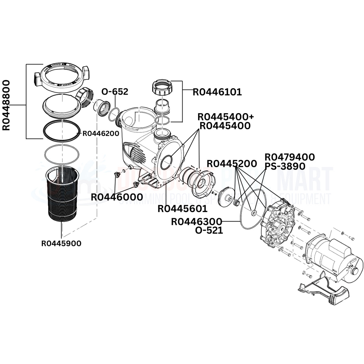 Jandy Stealth Single Speed Pump Replacement Parts Diagram