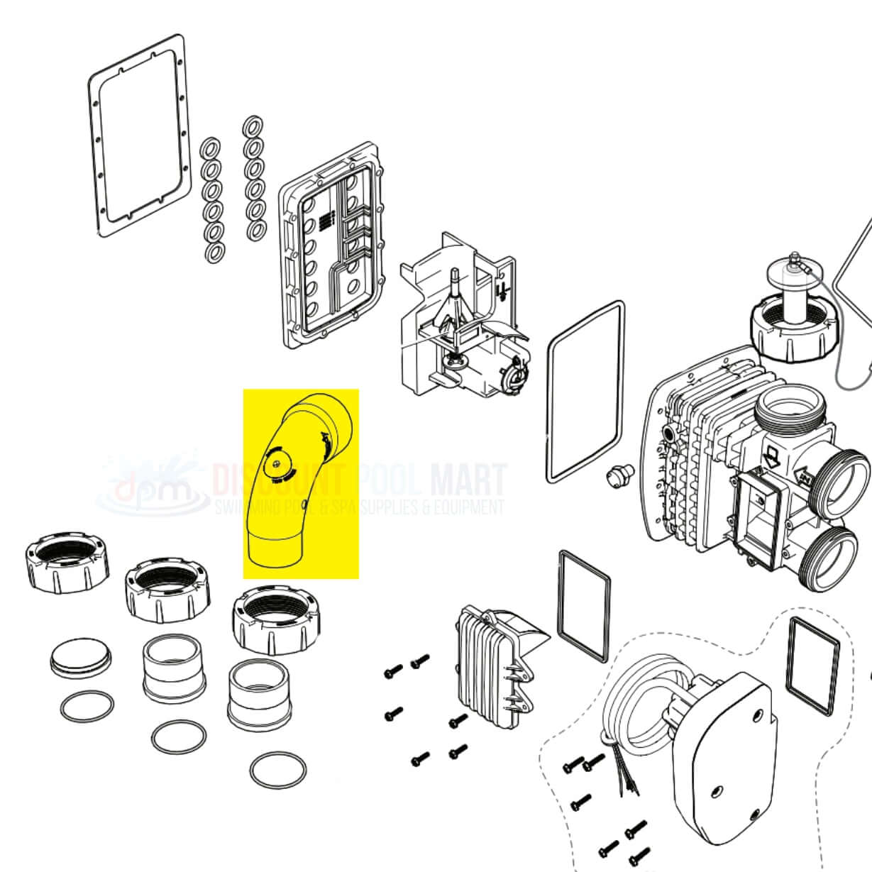 Jandy Sweep Elbow SEAQL1001 diagram by Discount Pool Mart, designed for JXI Heaters with efficient water flow.