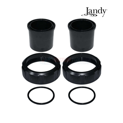 Jandy R0446102 Tail Piece Union Kit with two tail pieces, coupling nuts, and O-rings from Discount Pool Mart DPM.