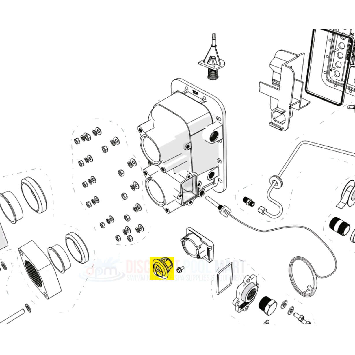 Jandy Thermal Regulator Valve R0589700 diagram, parts layout for JXI heaters, from Discount Pool Mart (DPM).