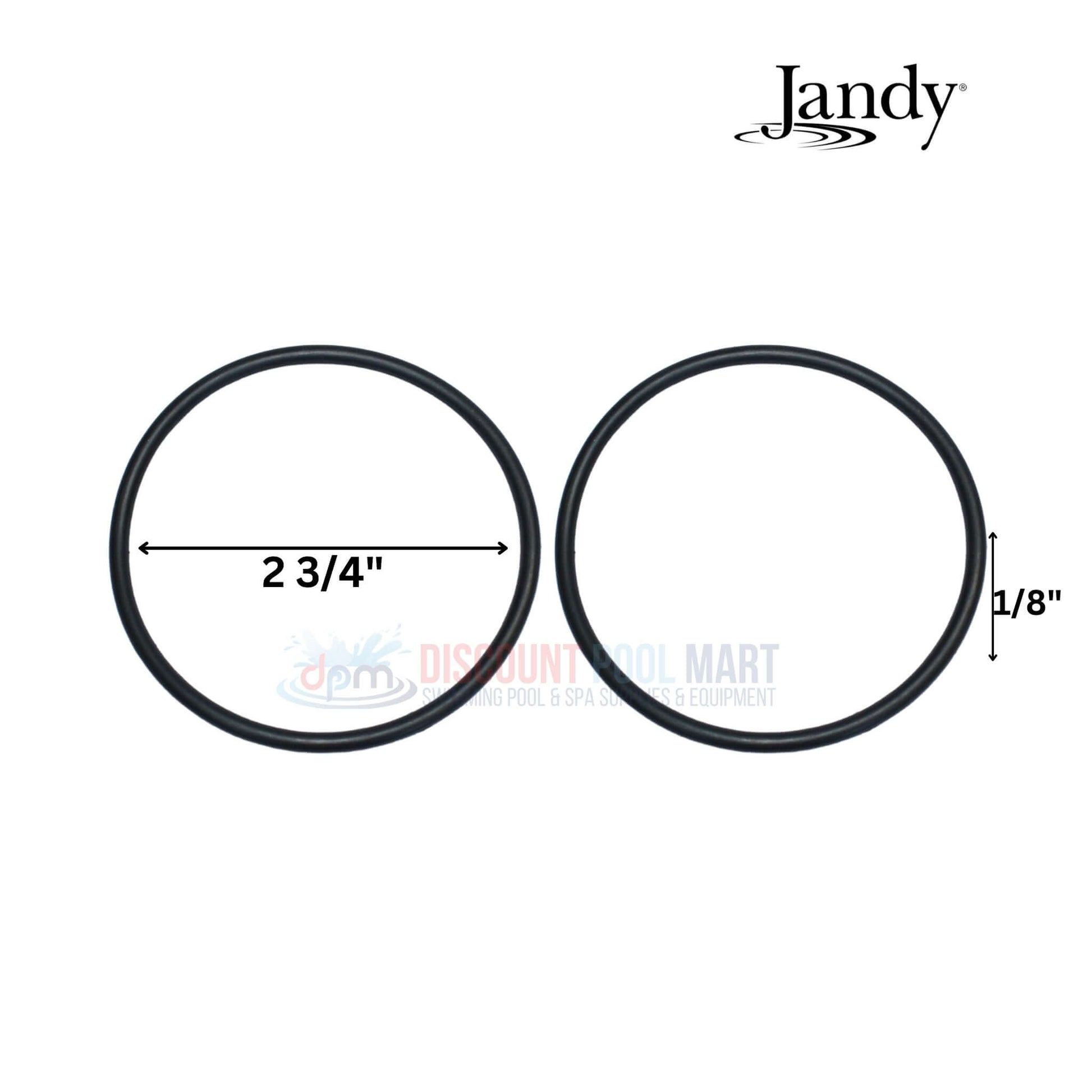 Jandy O-rings, 2 3/4" diameter, 1/8" thick, set of 2 from Discount Pool Mart, for secure pool equipment connections.