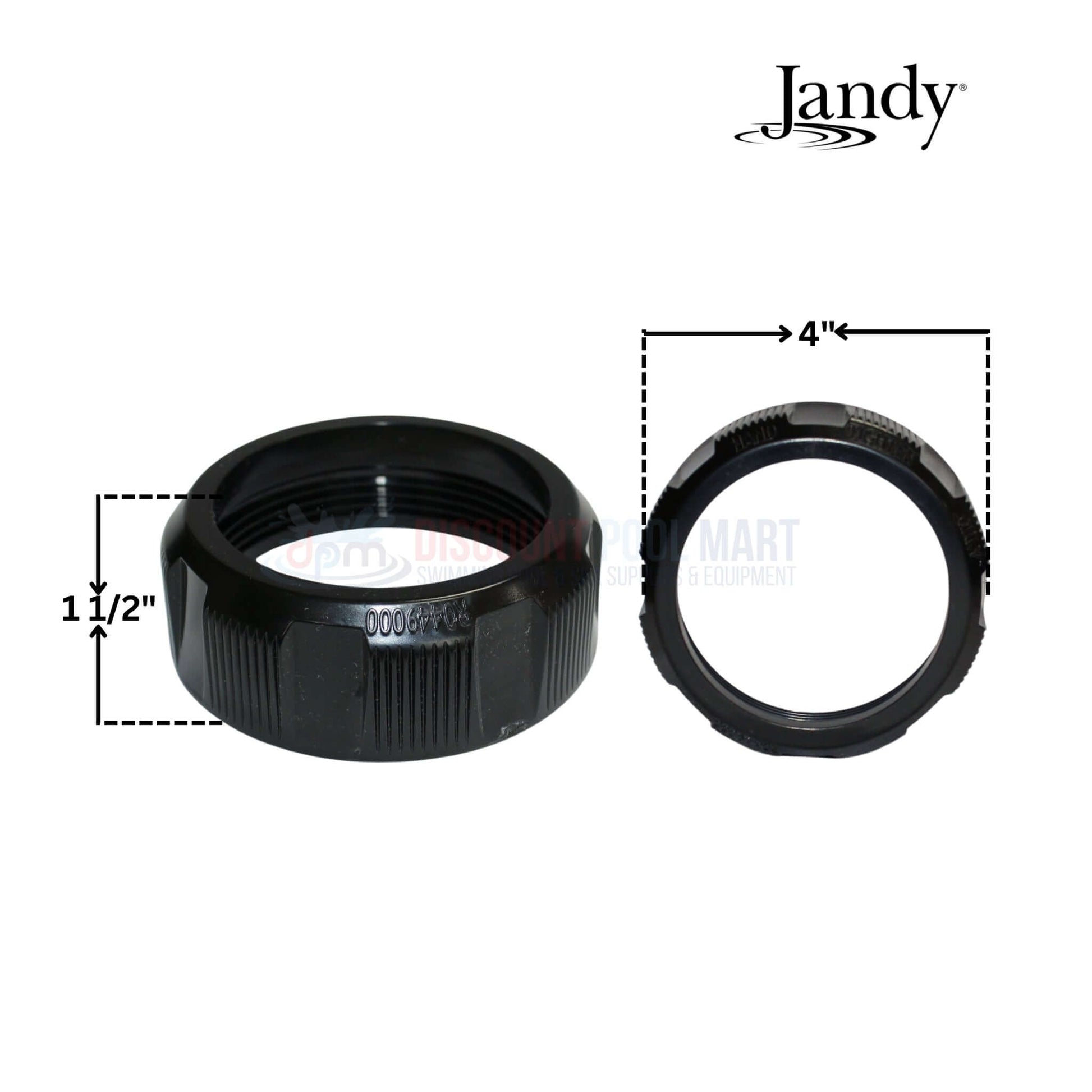 Jandy Universal Half Union parts with dimensions, ideal for DEV and DEL filters, available at Discount Pool Mart DPM.